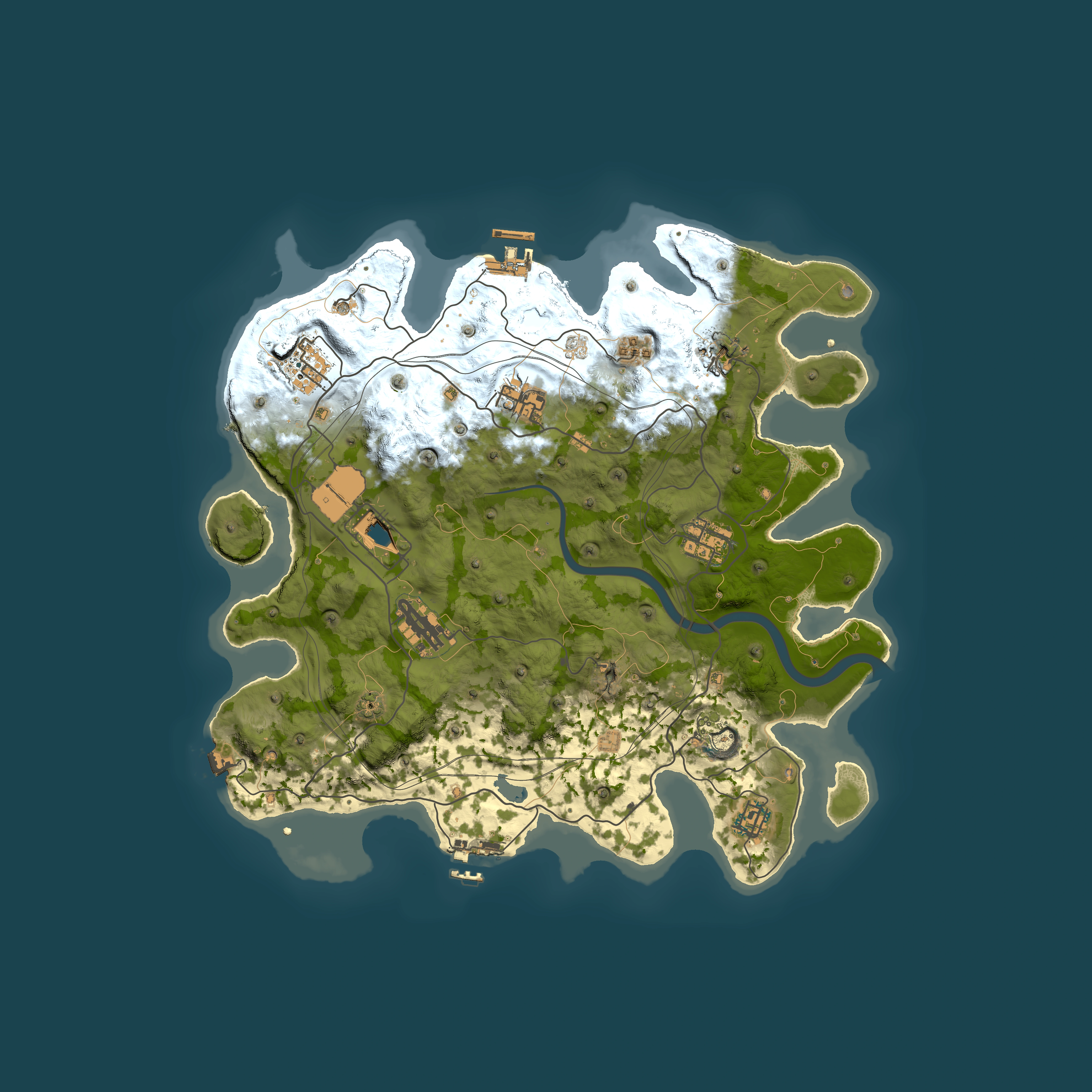 Full top-down render of Rust map seed 1337, 3750x3750m