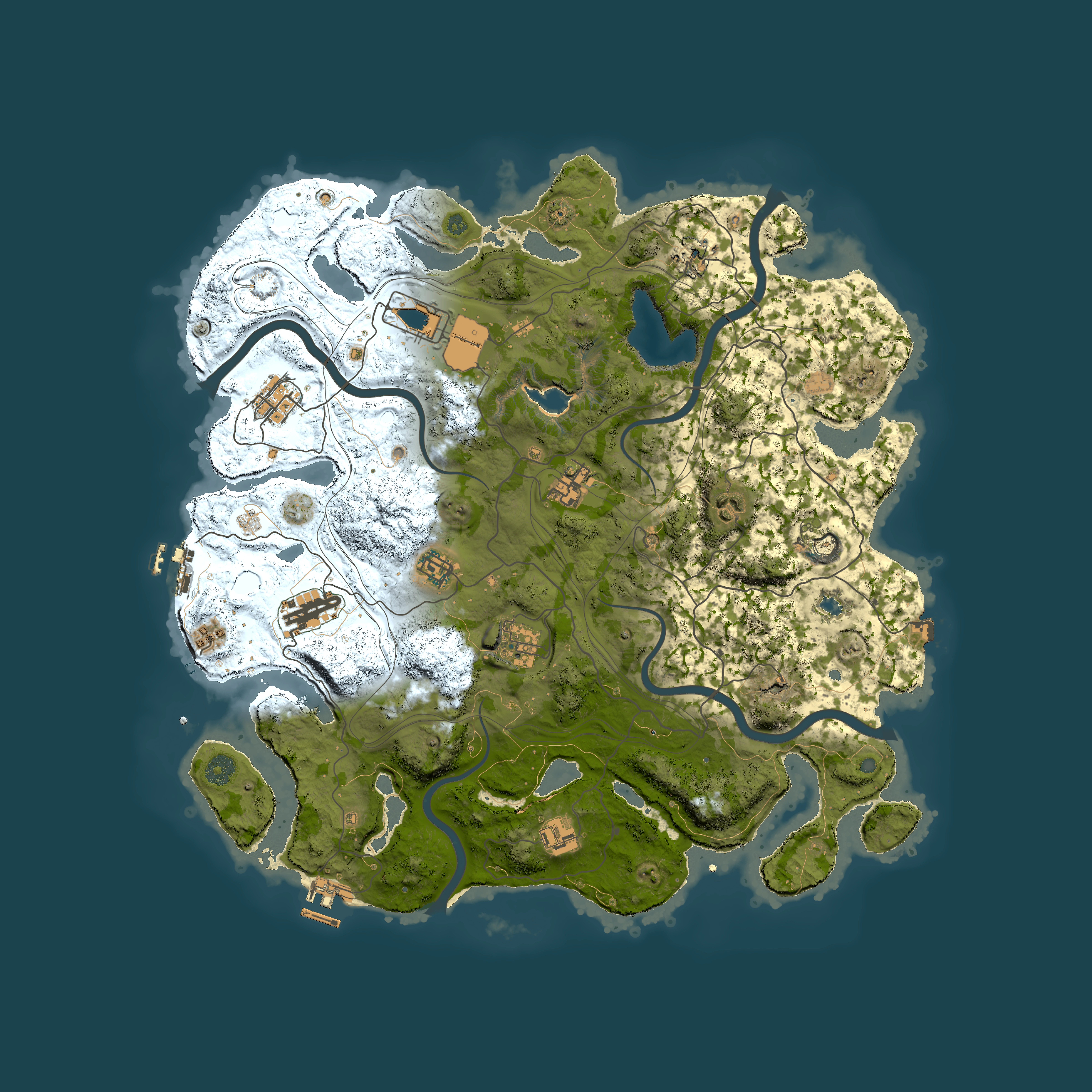 Full top-down render of Rust map seed 3725, 4250x4250m