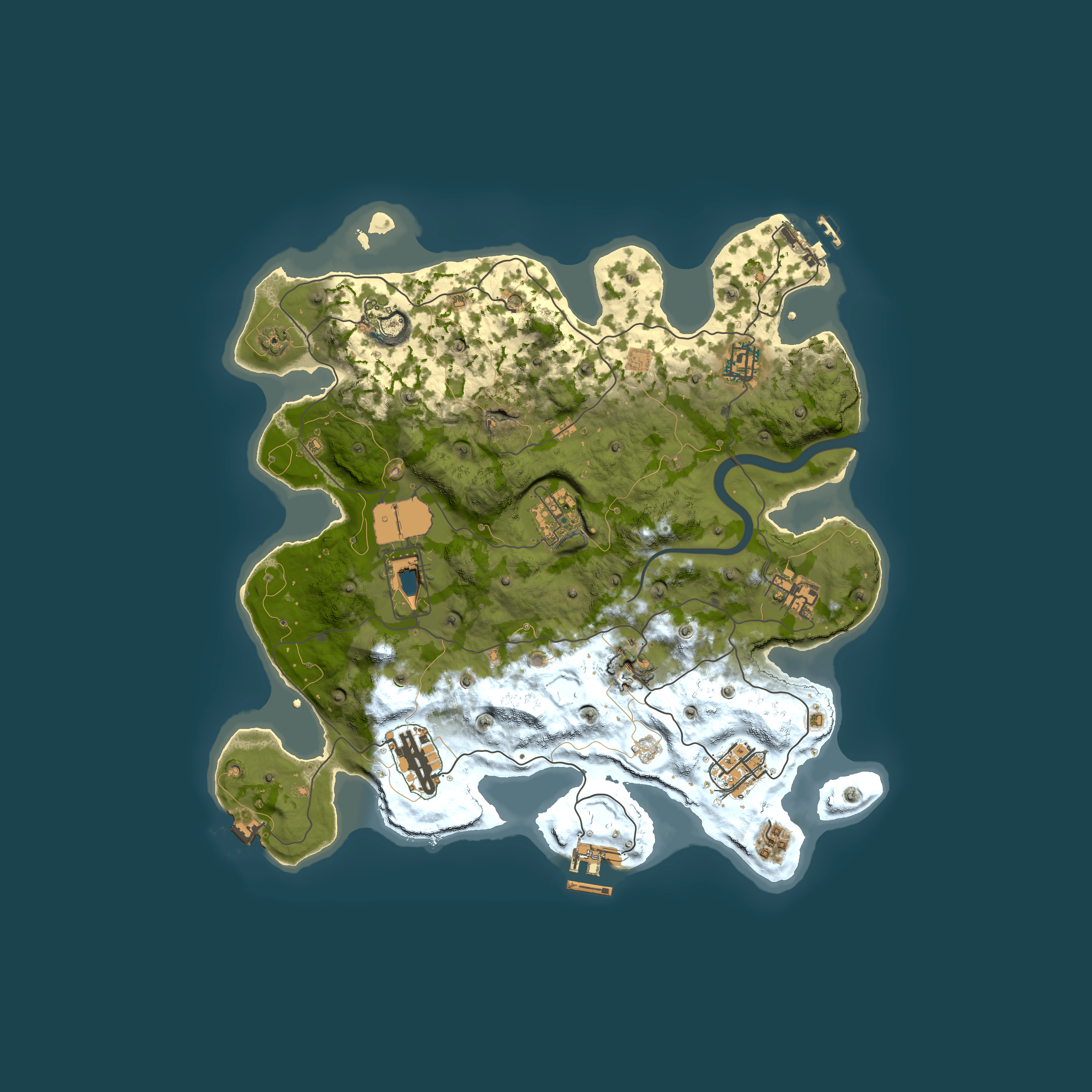 Full top-down render of Rust map seed 1337, 3450x3450m