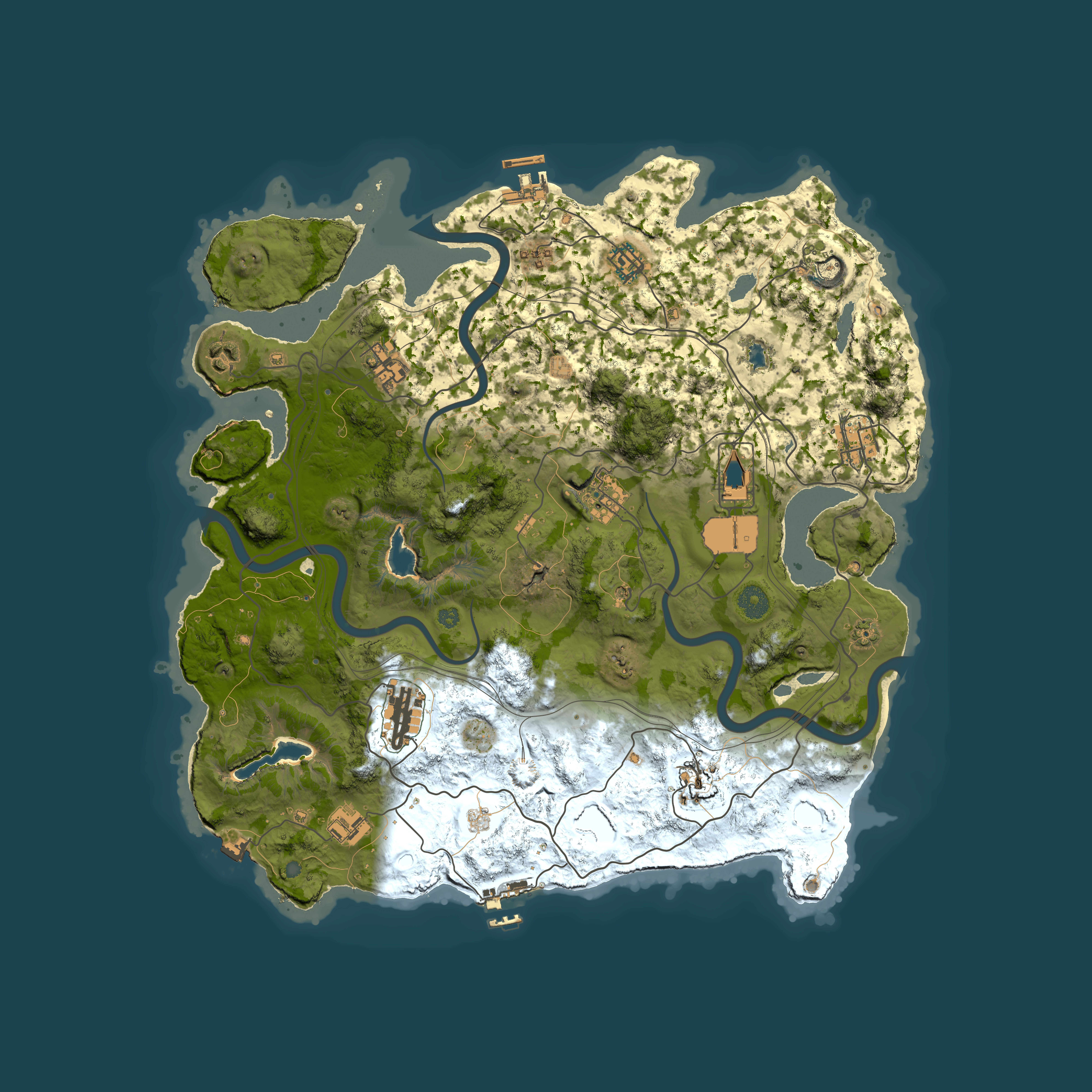 Full top-down render of Rust map seed 1949391279, 4000x4000m