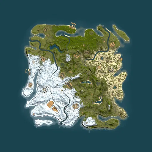 Rust map seed 0, 4500x4500m top-down preview