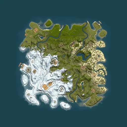 Rust map seed 0, 4500x4500m top-down preview