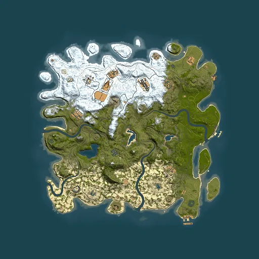 Rust map seed 0, 4500x4500m top-down preview