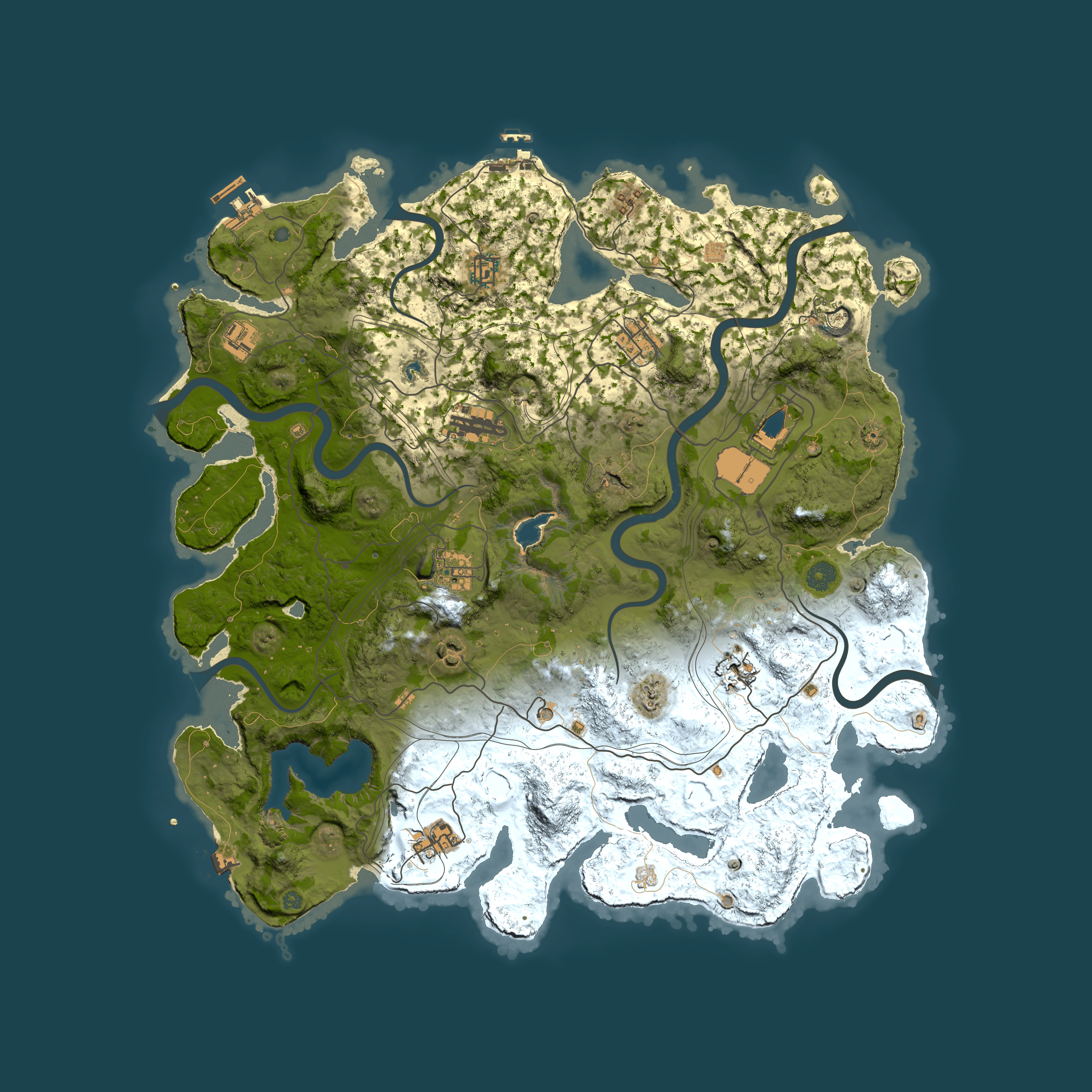 Full top-down render of Rust map seed 2048, 4400x4400m