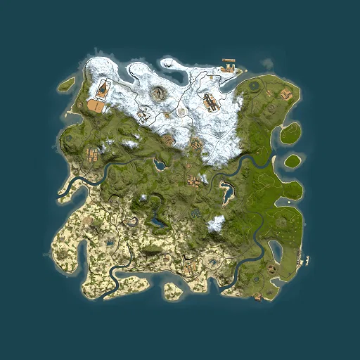 Rust map seed 0, 4500x4500m top-down preview