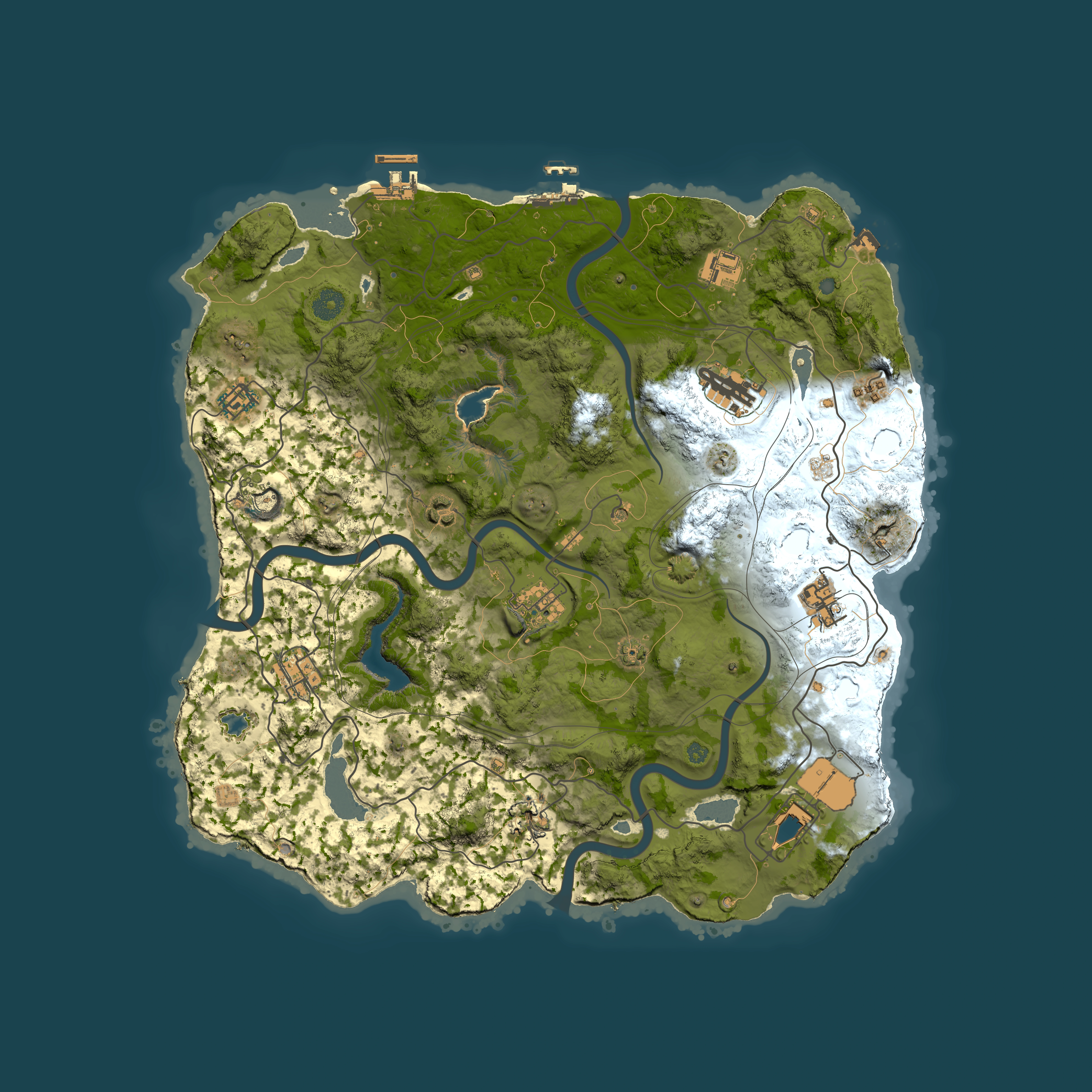 Full top-down render of Rust map seed 1818964717, 4000x4000m