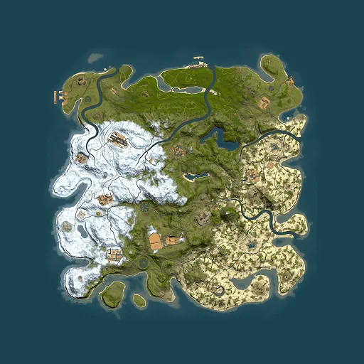 Rust map seed 0, 4500x4500m top-down preview