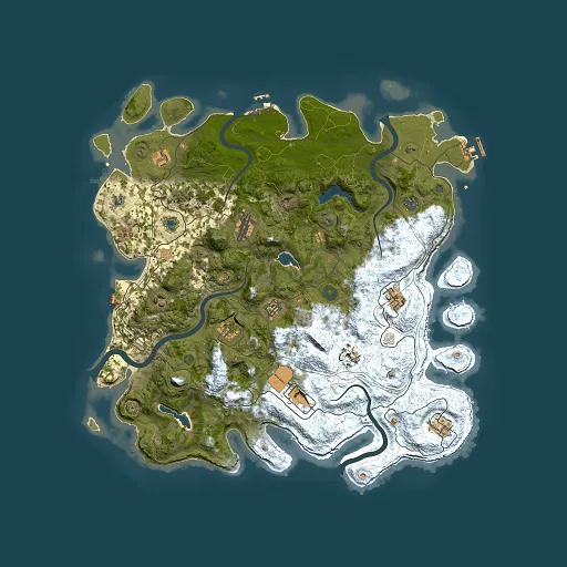 Rust map seed 0, 4500x4500m top-down preview