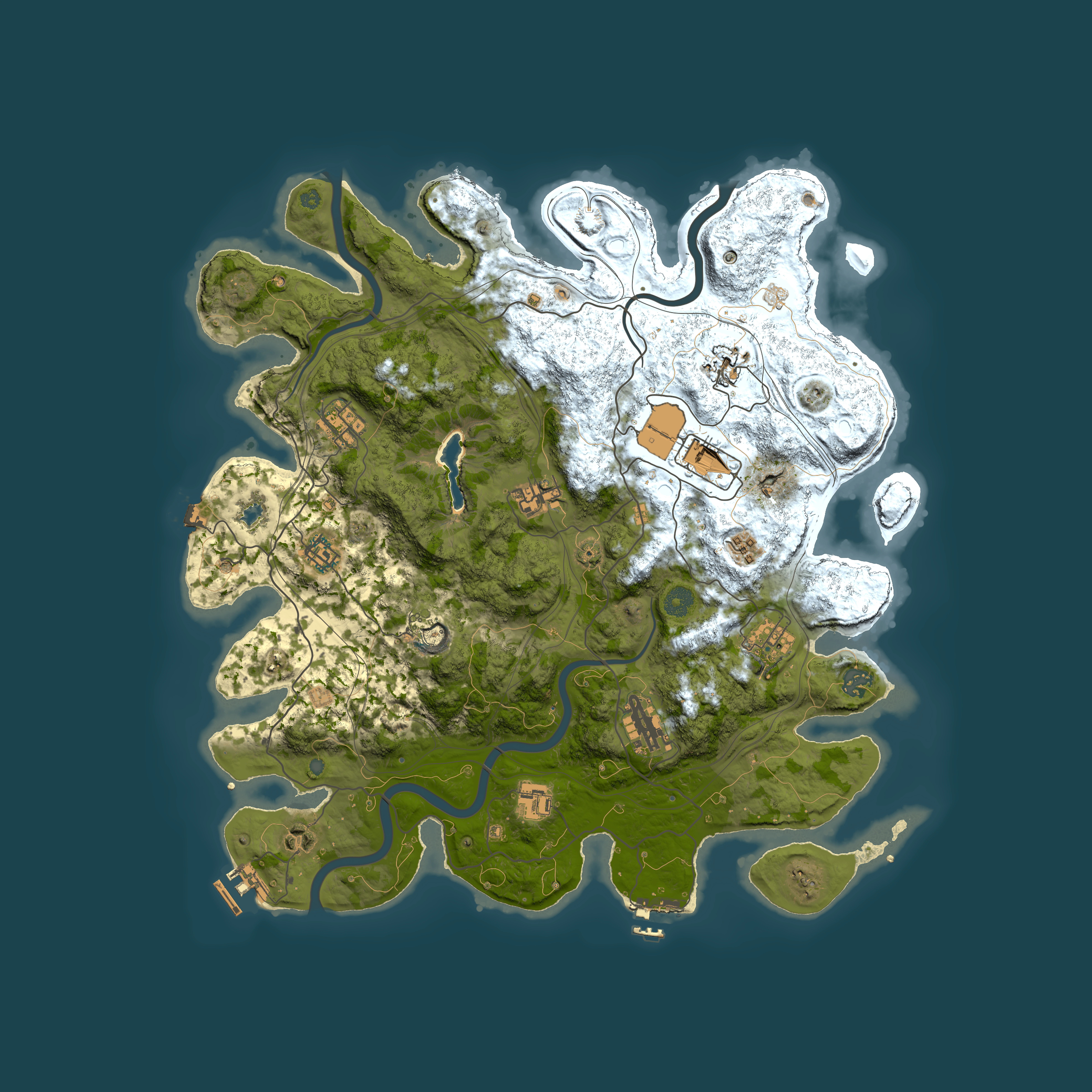 Full top-down render of Rust map seed 0, 4250x4250m