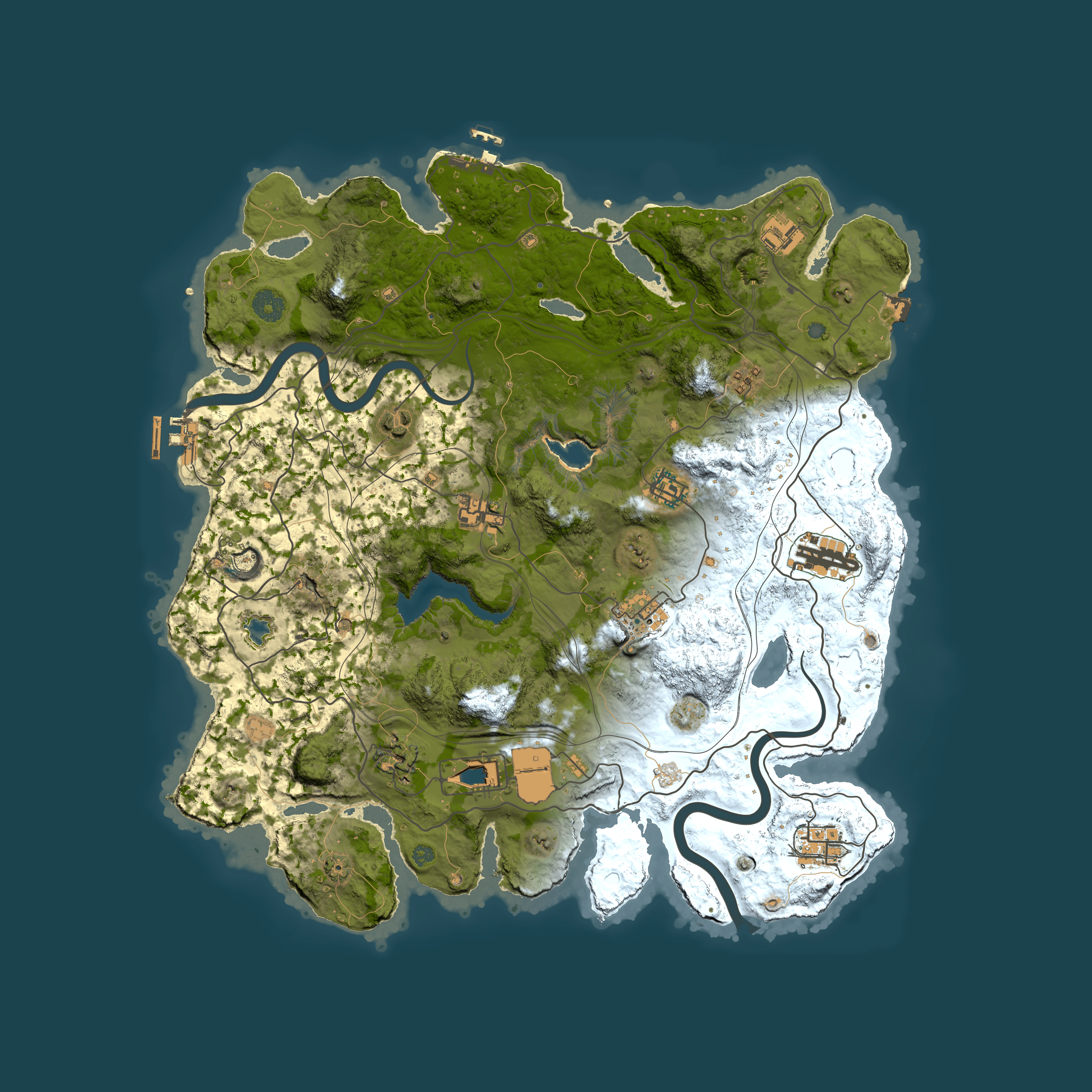 Full top-down render of Rust map seed 3259, 4000x4000m