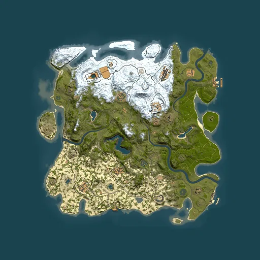 Rust map seed 0, 4500x4500m top-down preview