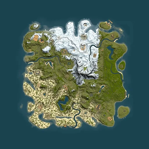 Rust map seed 0, 5000x5000m top-down preview