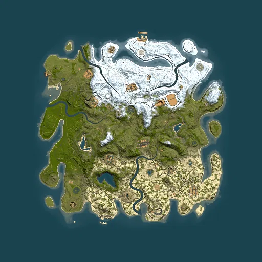 Rust map seed 0, 4500x4500m top-down preview