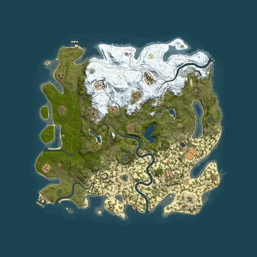 Rust map seed 0, 4500x4500m top-down preview
