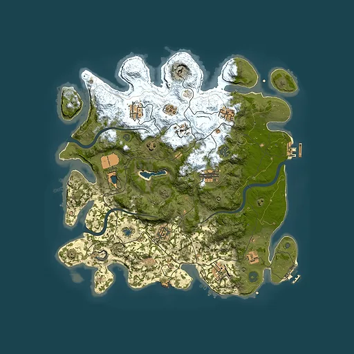 Rust map seed 0, 4000x4000m top-down preview