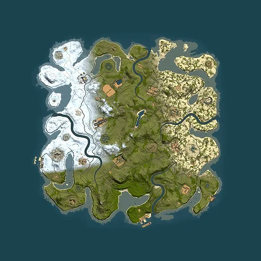 Rust map seed 1, 4200x4200m top-down preview