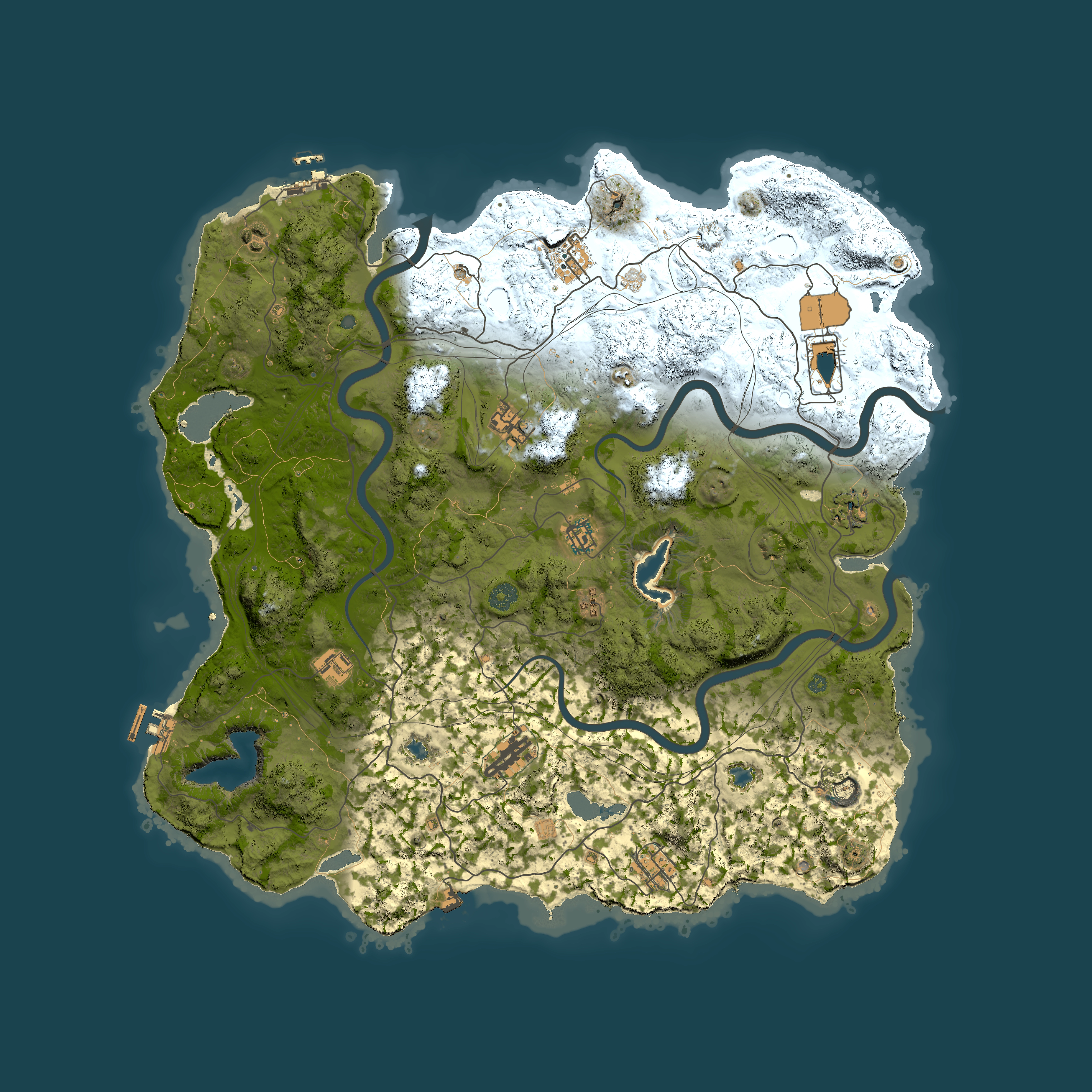 Full top-down render of Rust map seed 162508413, 4500x4500m