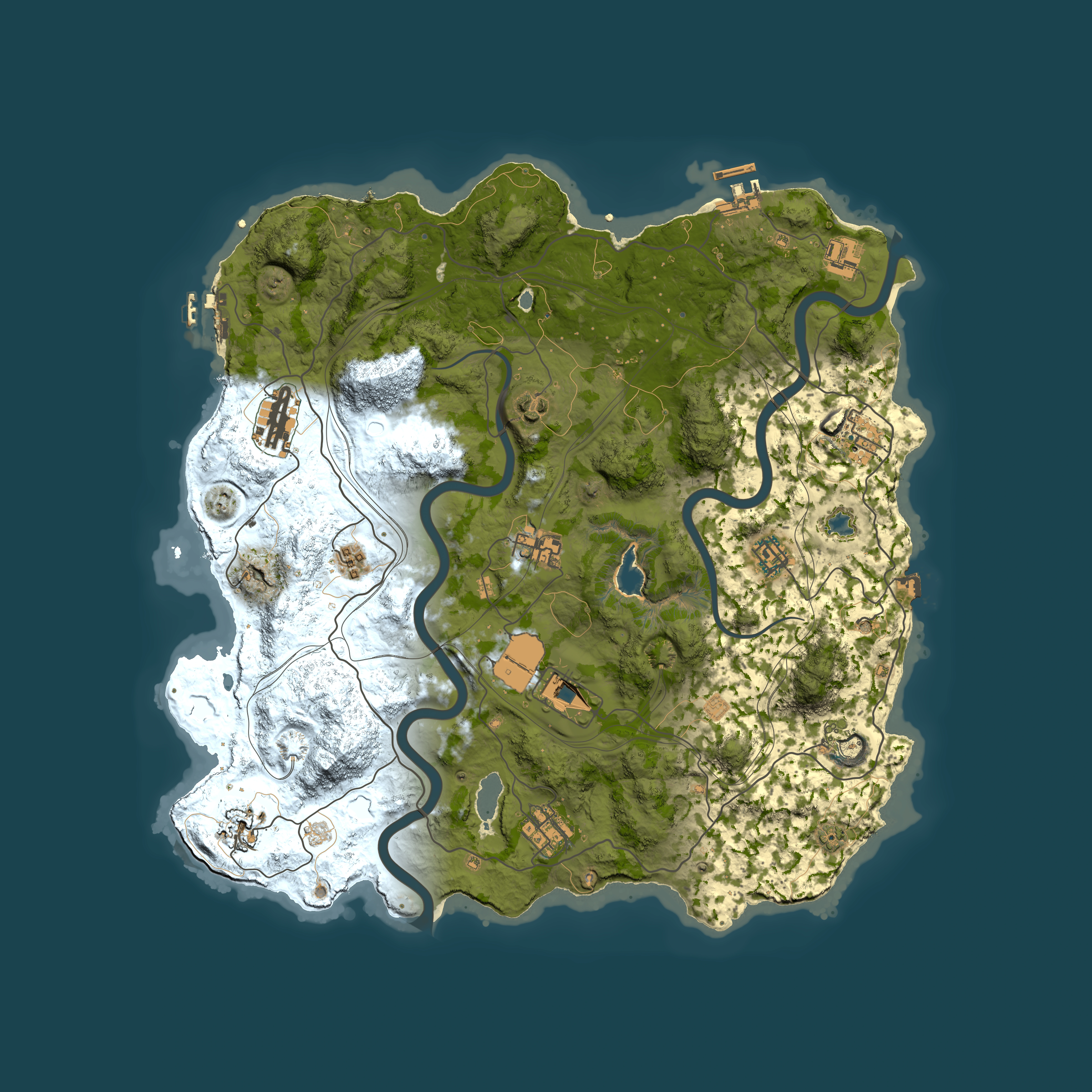 Full top-down render of Rust map seed 1337, 4000x4000m