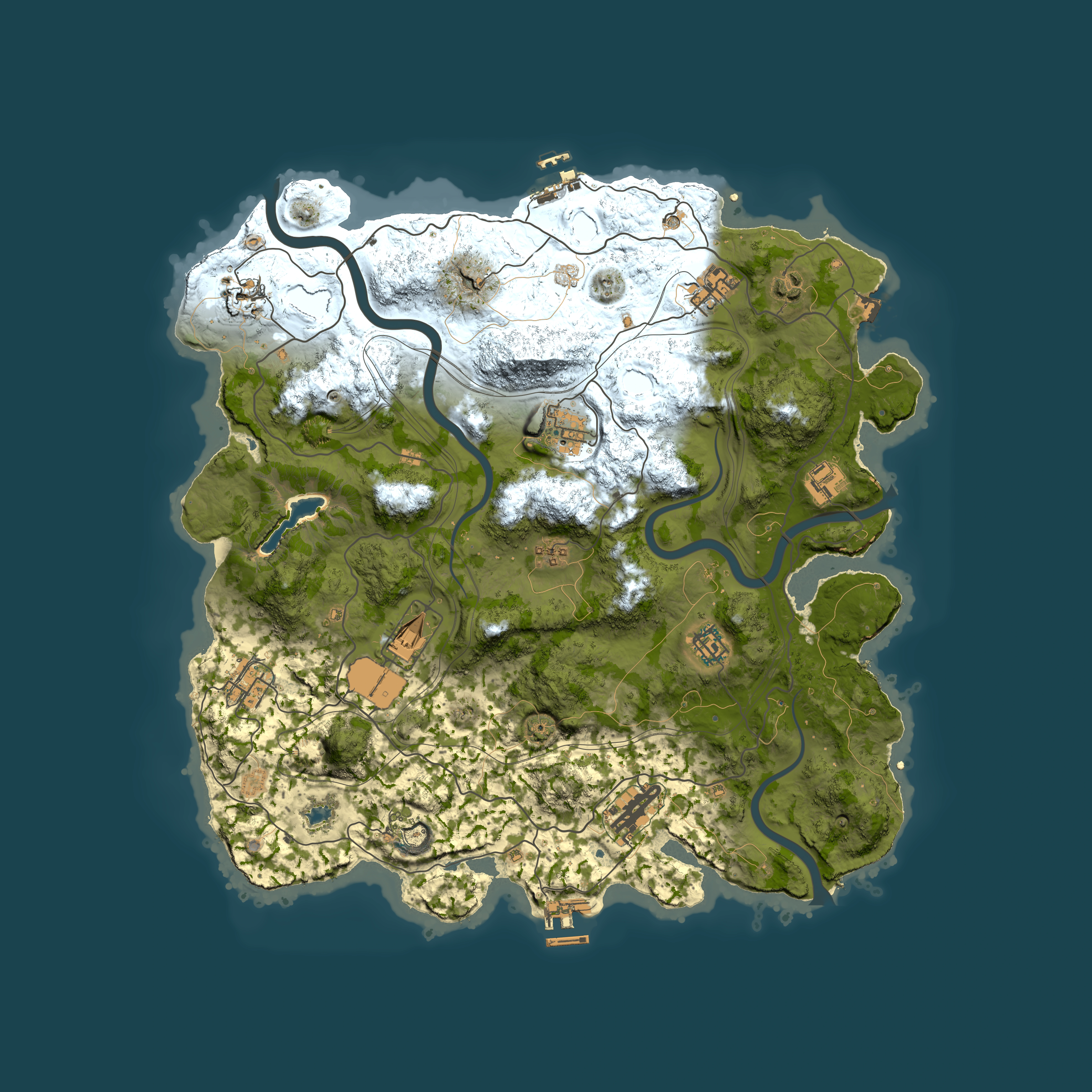 Full top-down render of Rust map seed 1337, 4000x4000m