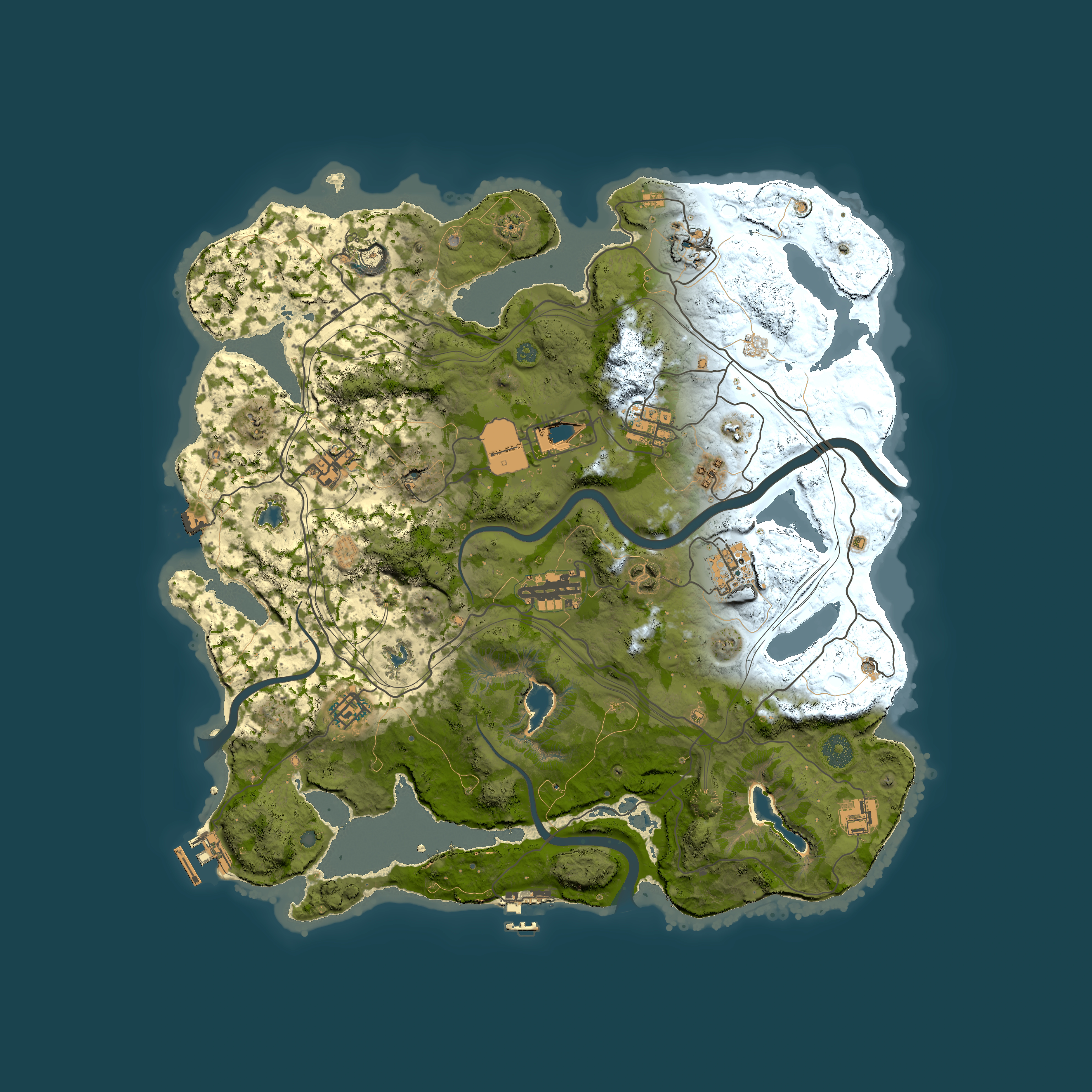Full top-down render of Rust map seed 1127307217, 4000x4000m