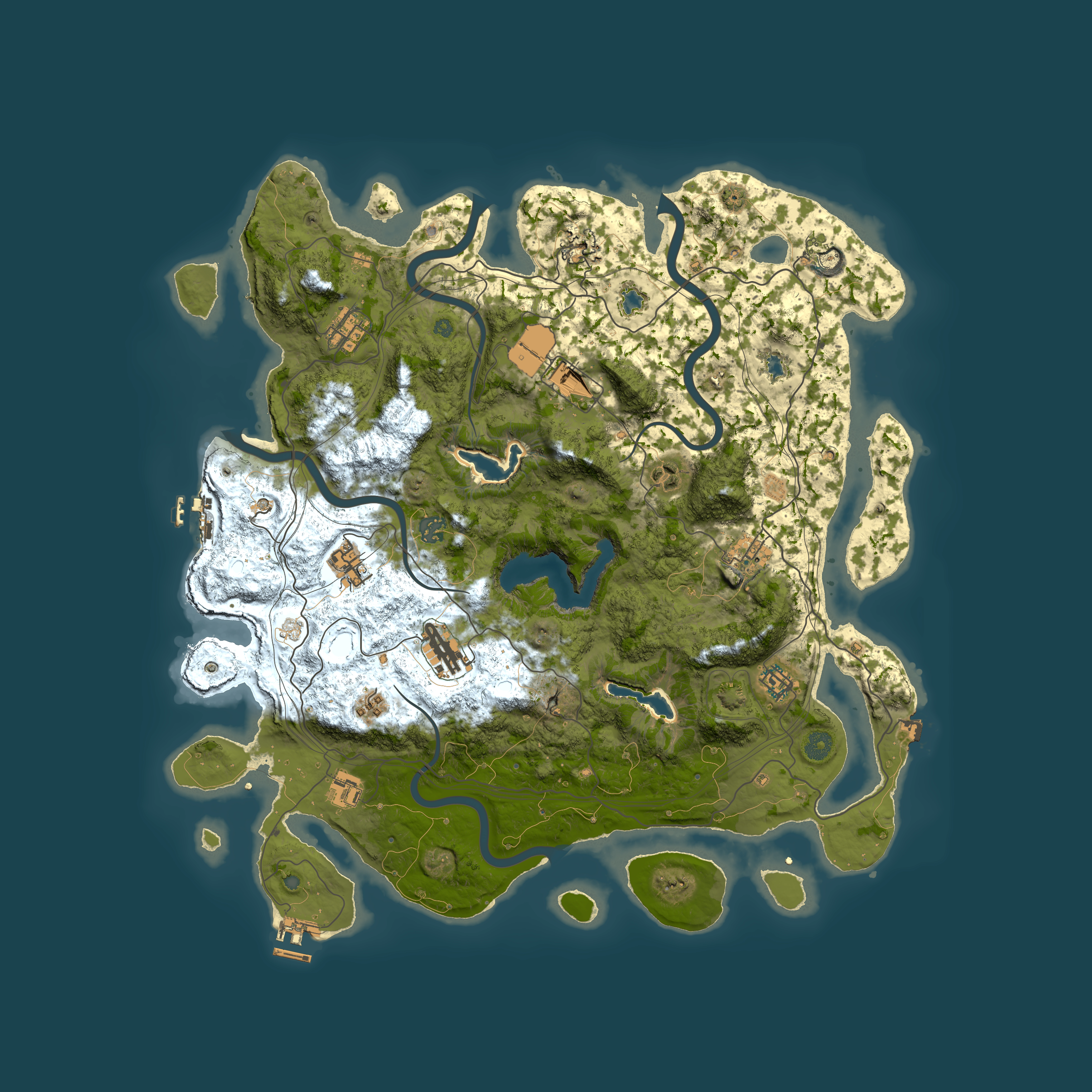 Full top-down render of Rust map seed 1061132009, 4500x4500m