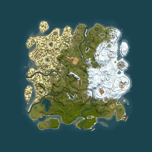 Rust map seed 0, 4500x4500m top-down preview