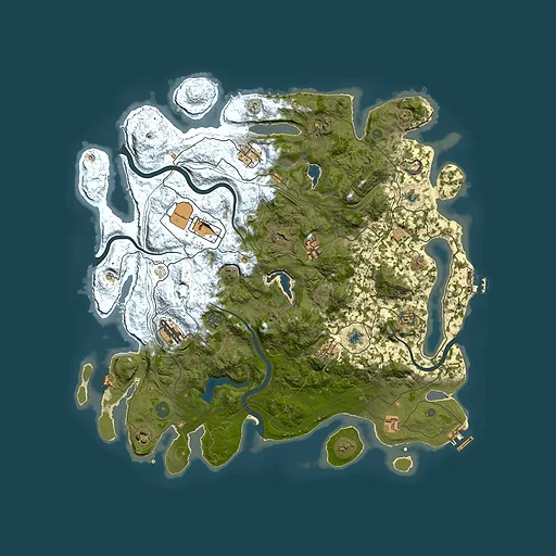 Rust map seed 0, 4500x4500m top-down preview