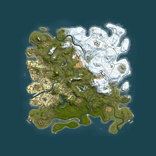 Rust map seed 0, 4500x4500m top-down preview