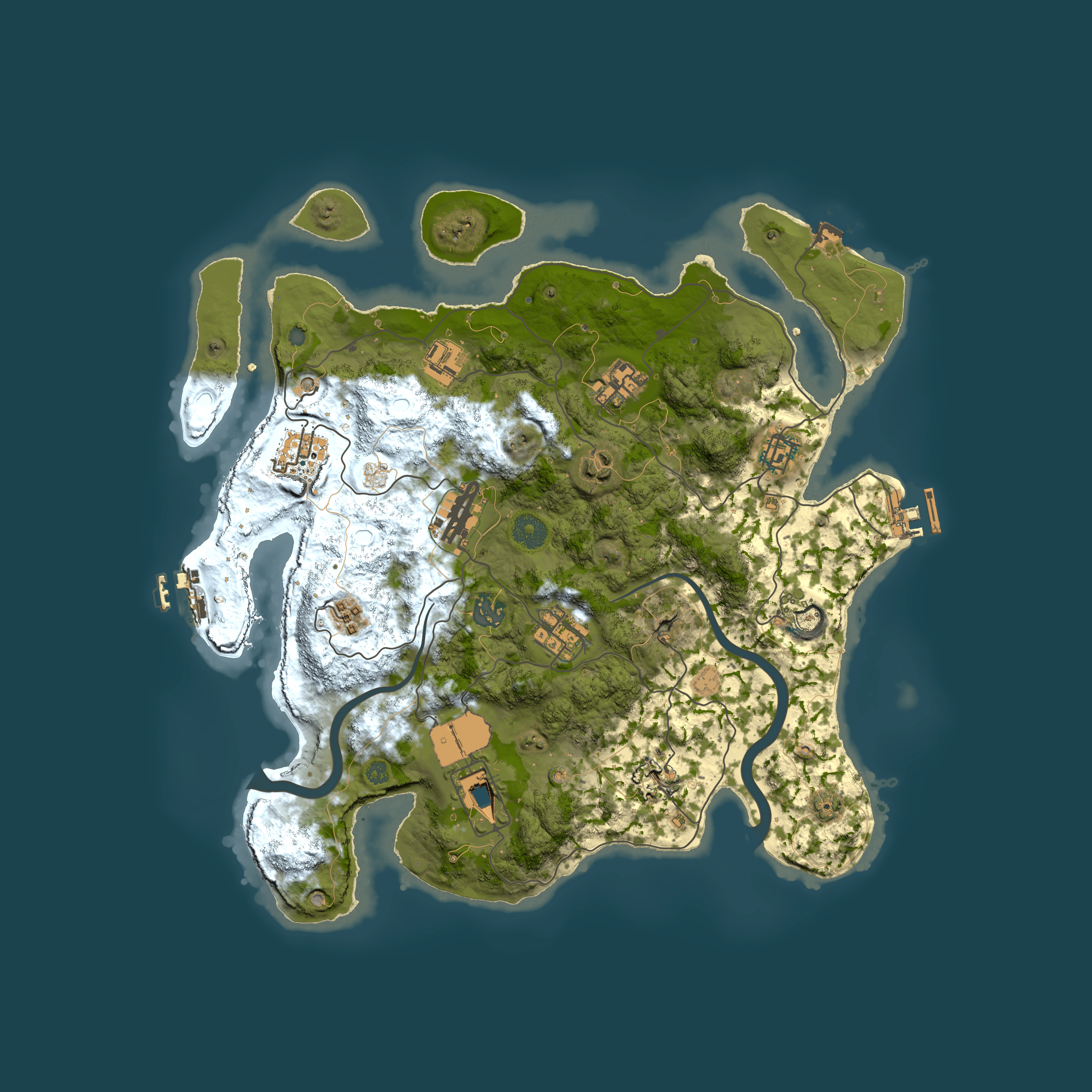 Full top-down render of Rust map seed 100517597, 3700x3700m