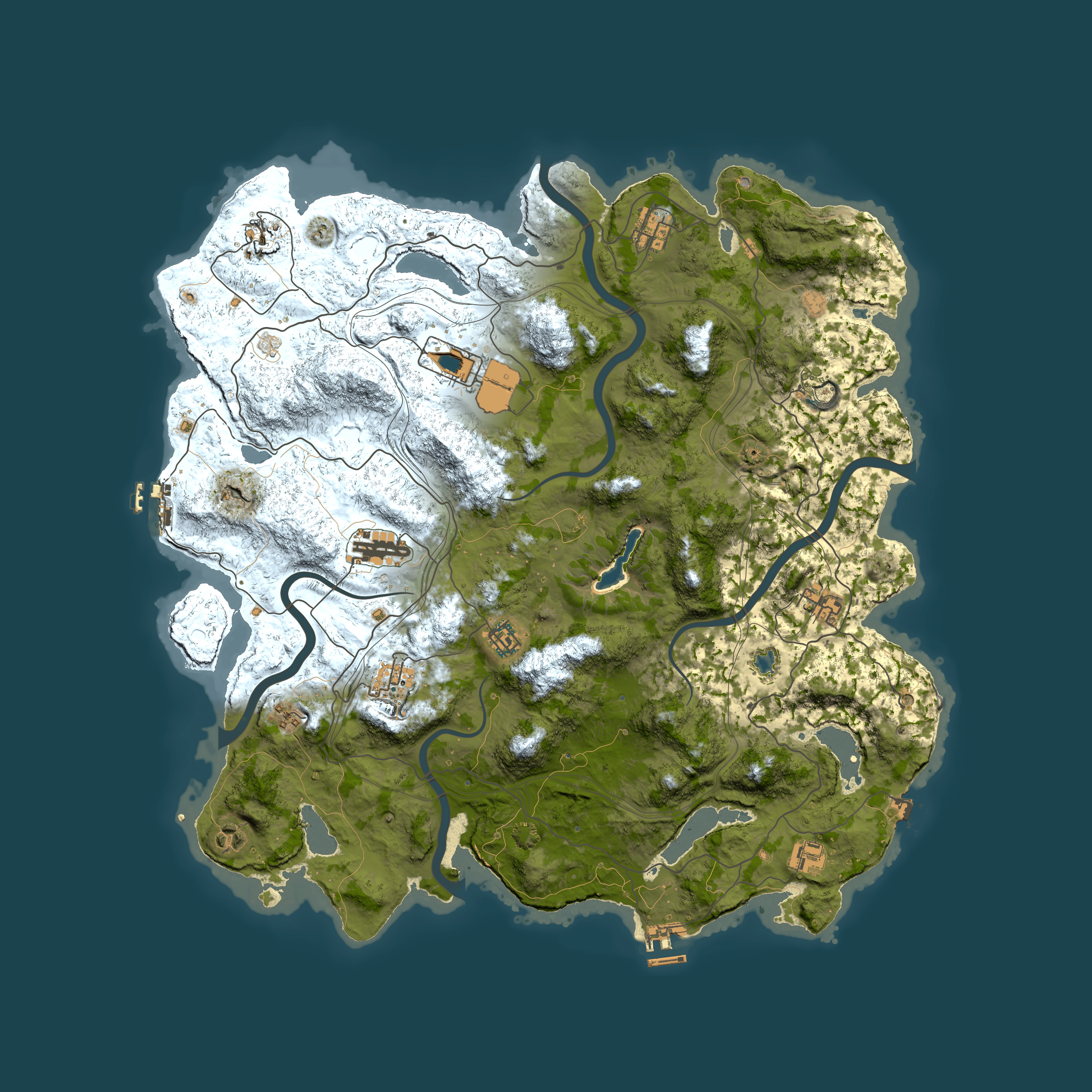 Full top-down render of Rust map seed 1337, 4500x4500m