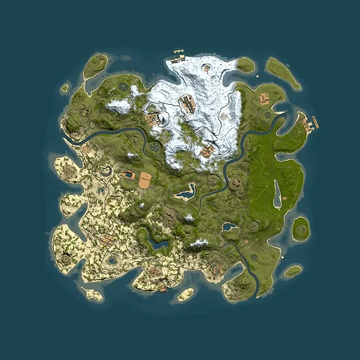 Rust map seed 0, 4500x4500m top-down preview
