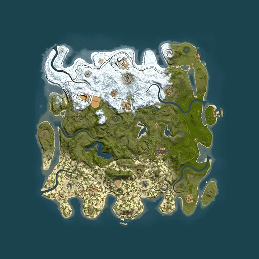 Rust map seed 0, 4500x4500m top-down preview