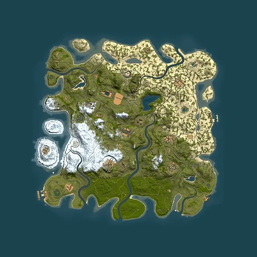 Rust map seed 0, 4500x4500m top-down preview