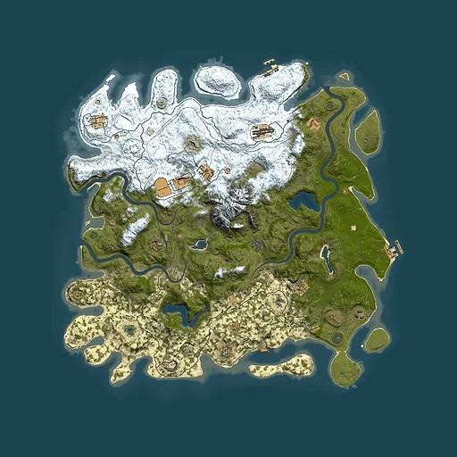 Rust map seed 0, 5000x5000m top-down preview