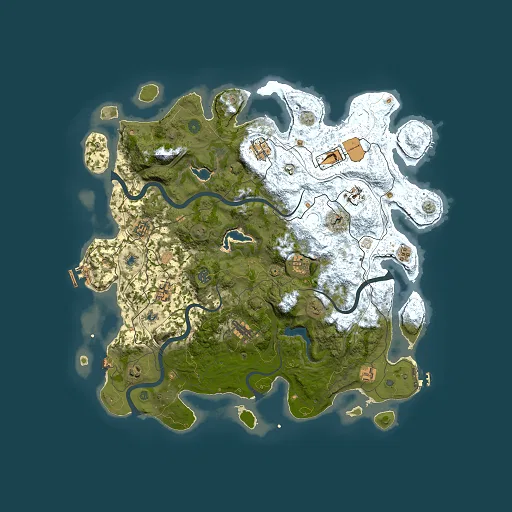 Rust map seed 0, 4500x4500m top-down preview