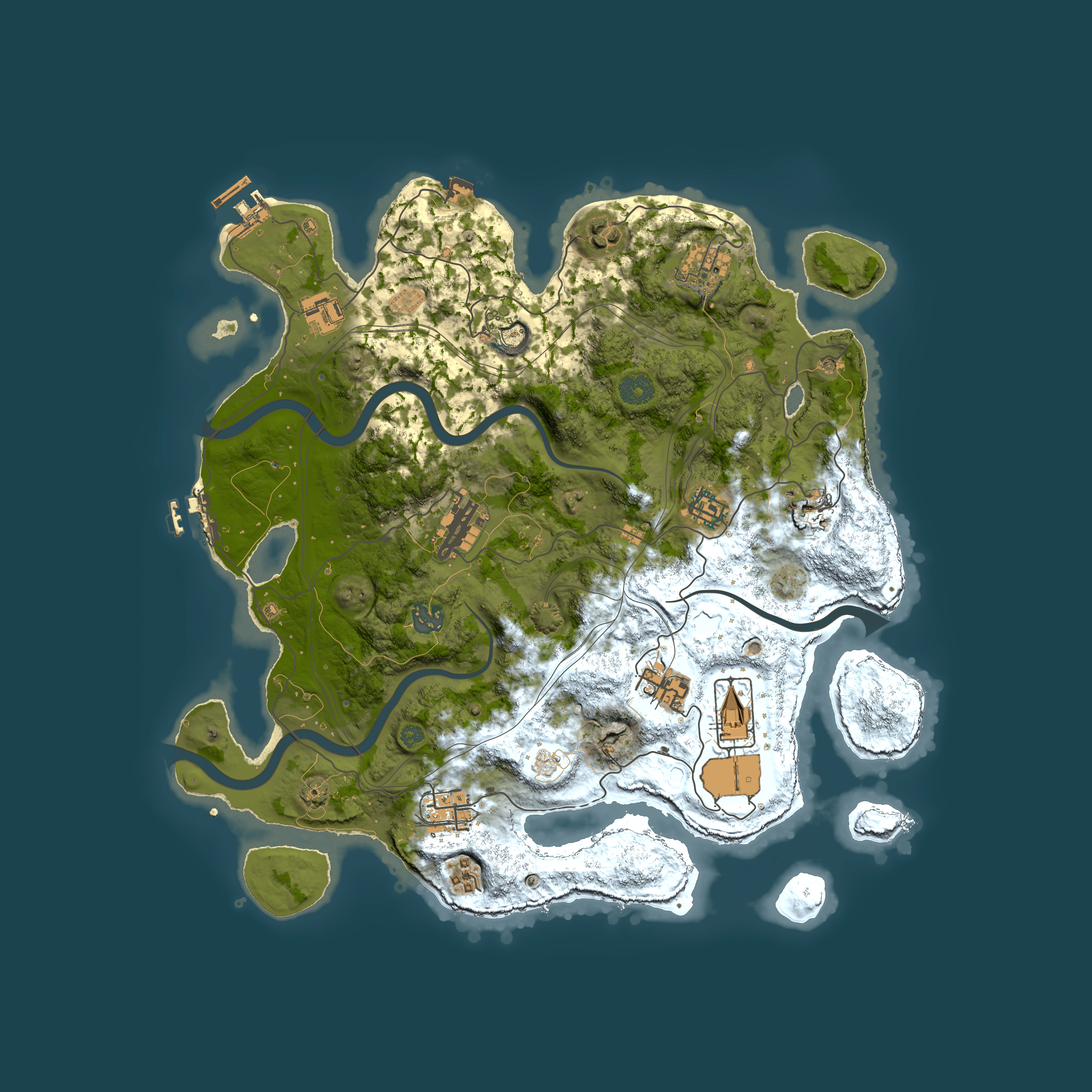 Full top-down render of Rust map seed 1337, 3800x3800m