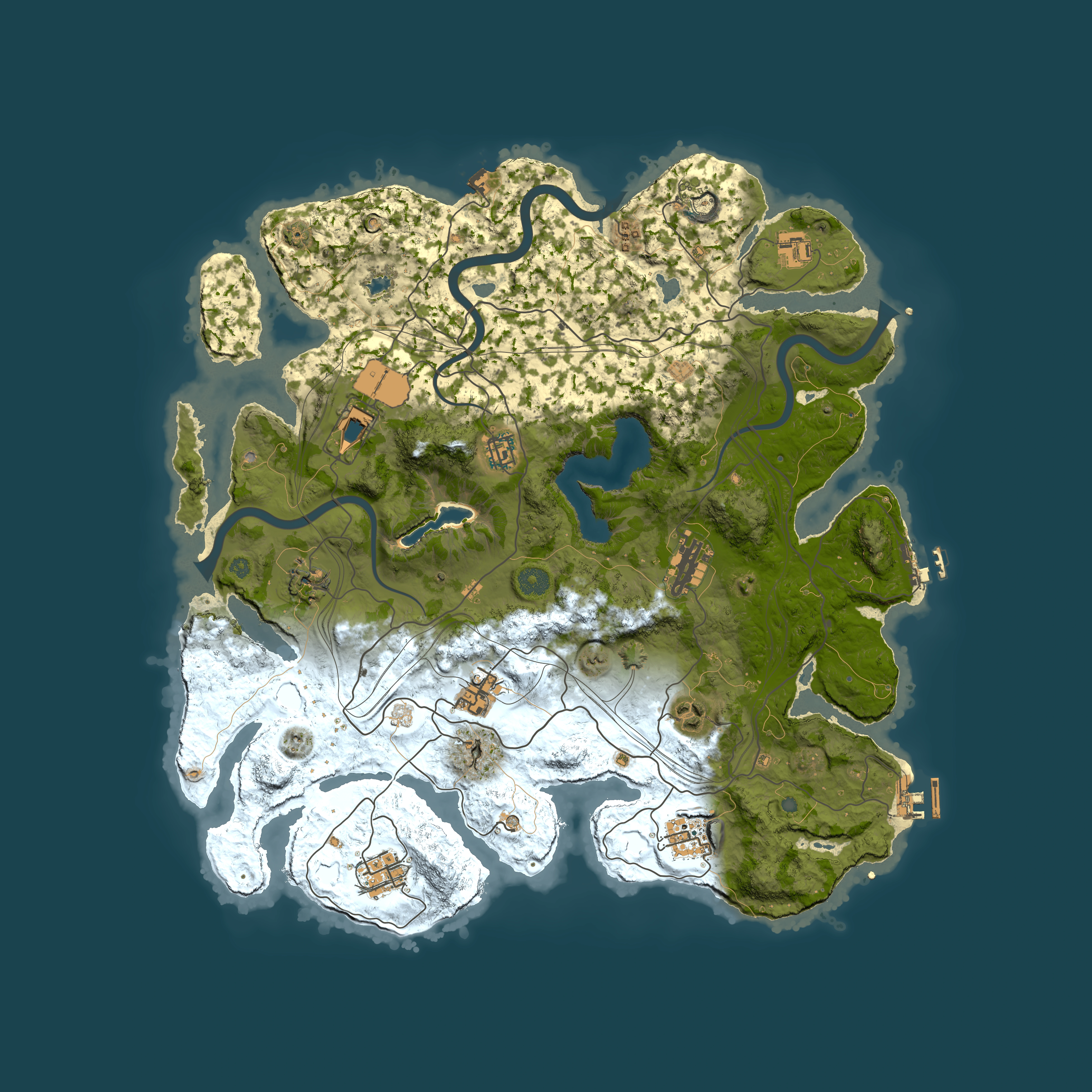 Full top-down render of Rust map seed 4230, 4250x4250m