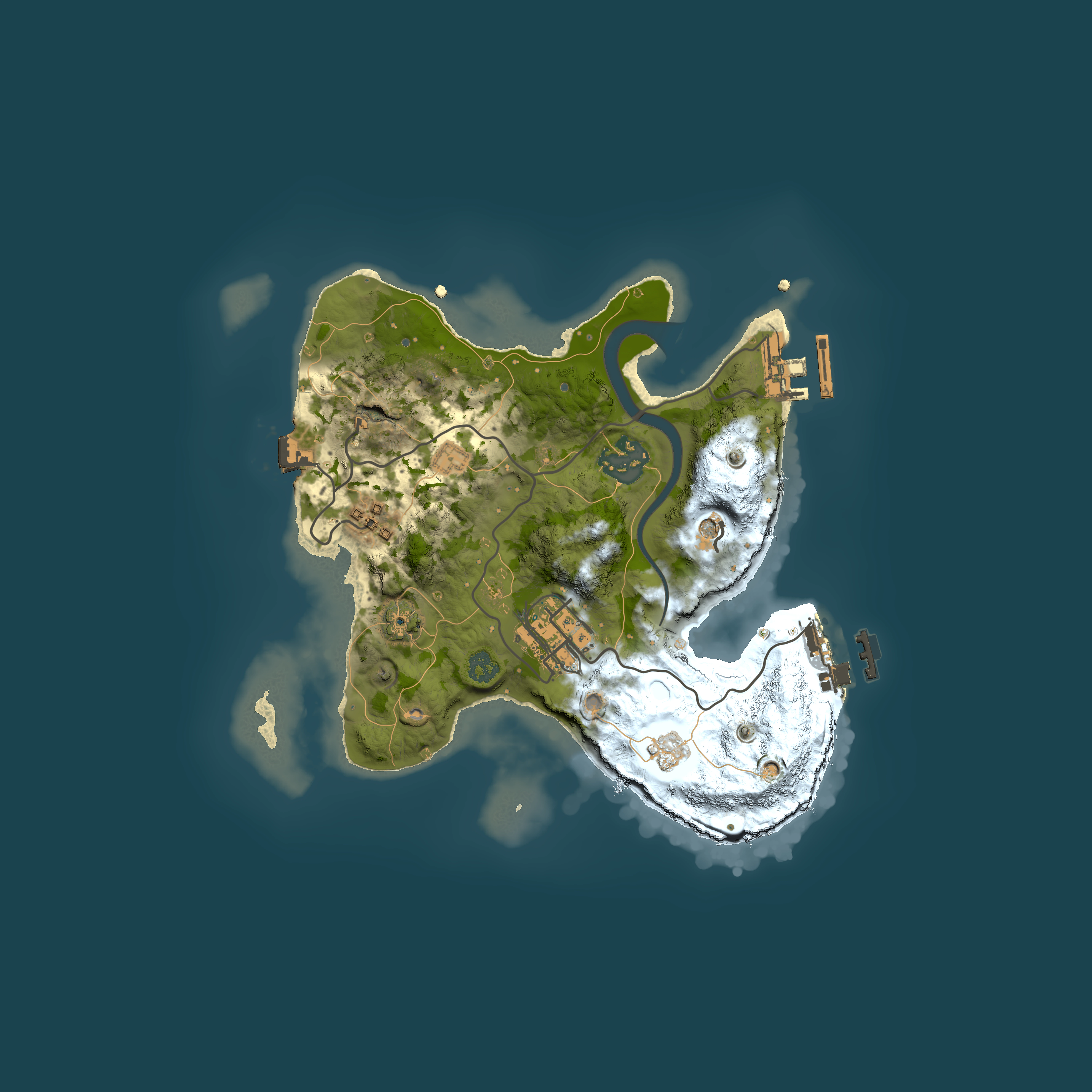 Full top-down render of Rust map seed 1704558231, 2500x2500m