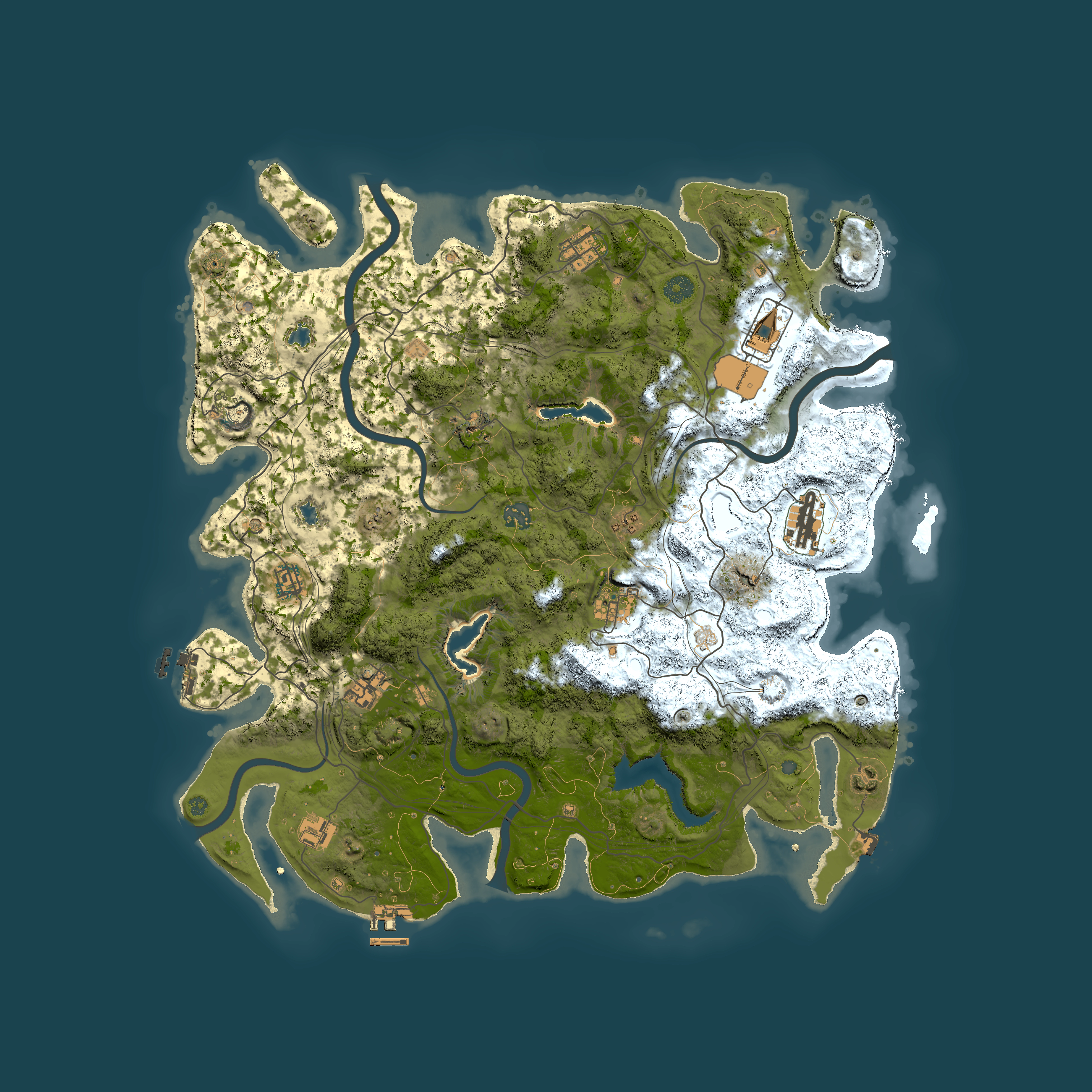 Full top-down render of Rust map seed 2011455063, 4500x4500m