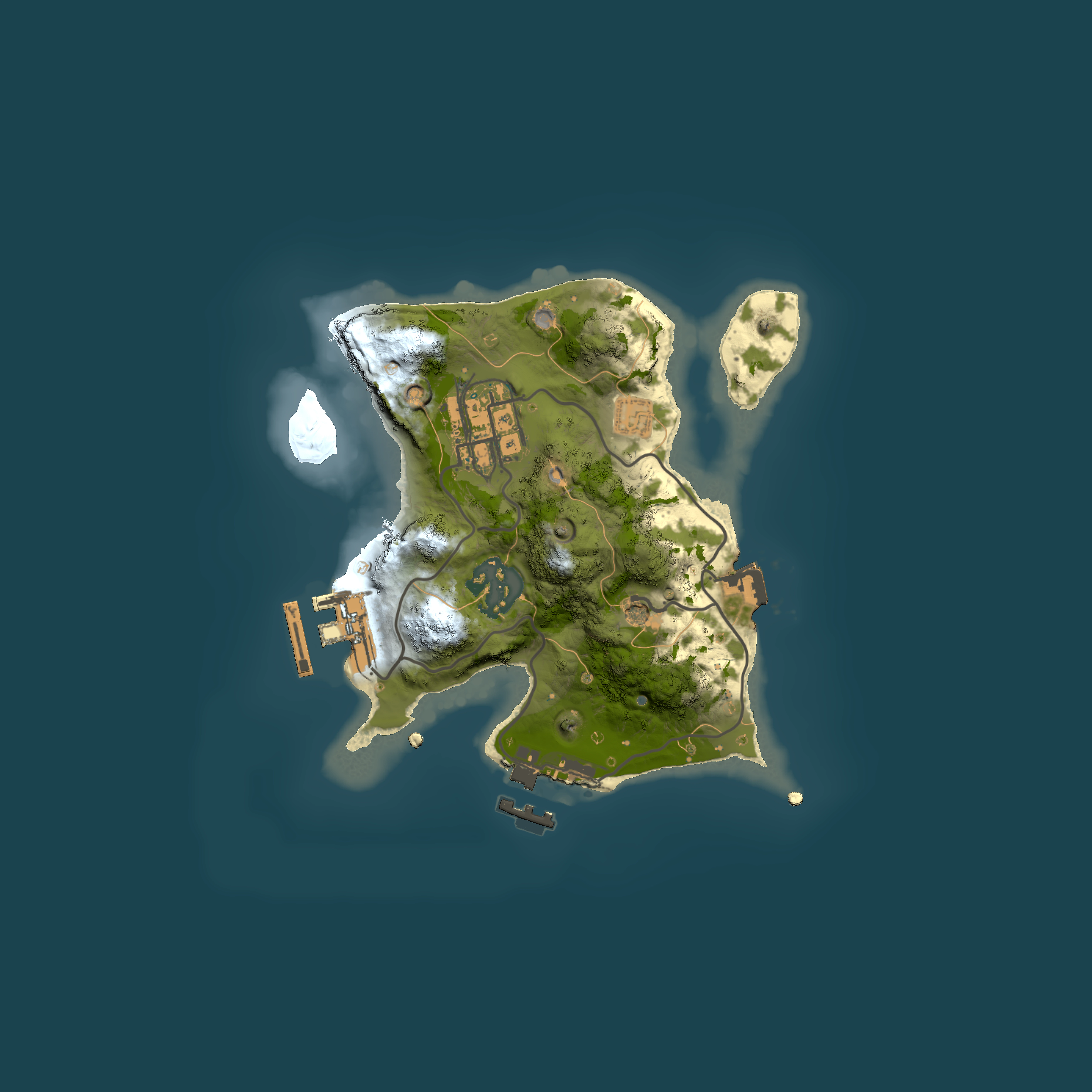 Full top-down render of Rust map seed 333092184, 2000x2000m