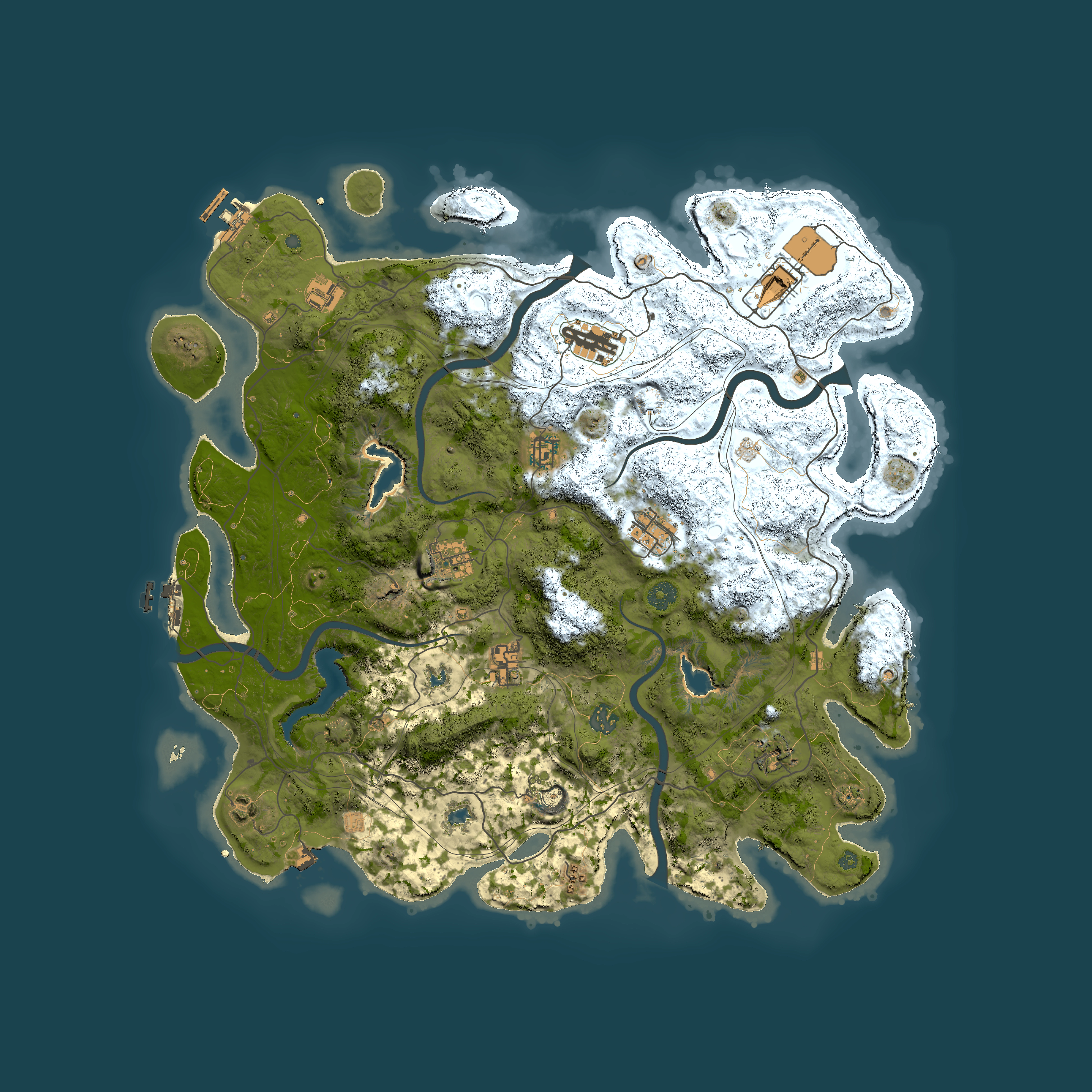 Full top-down render of Rust map seed 218660975, 4500x4500m