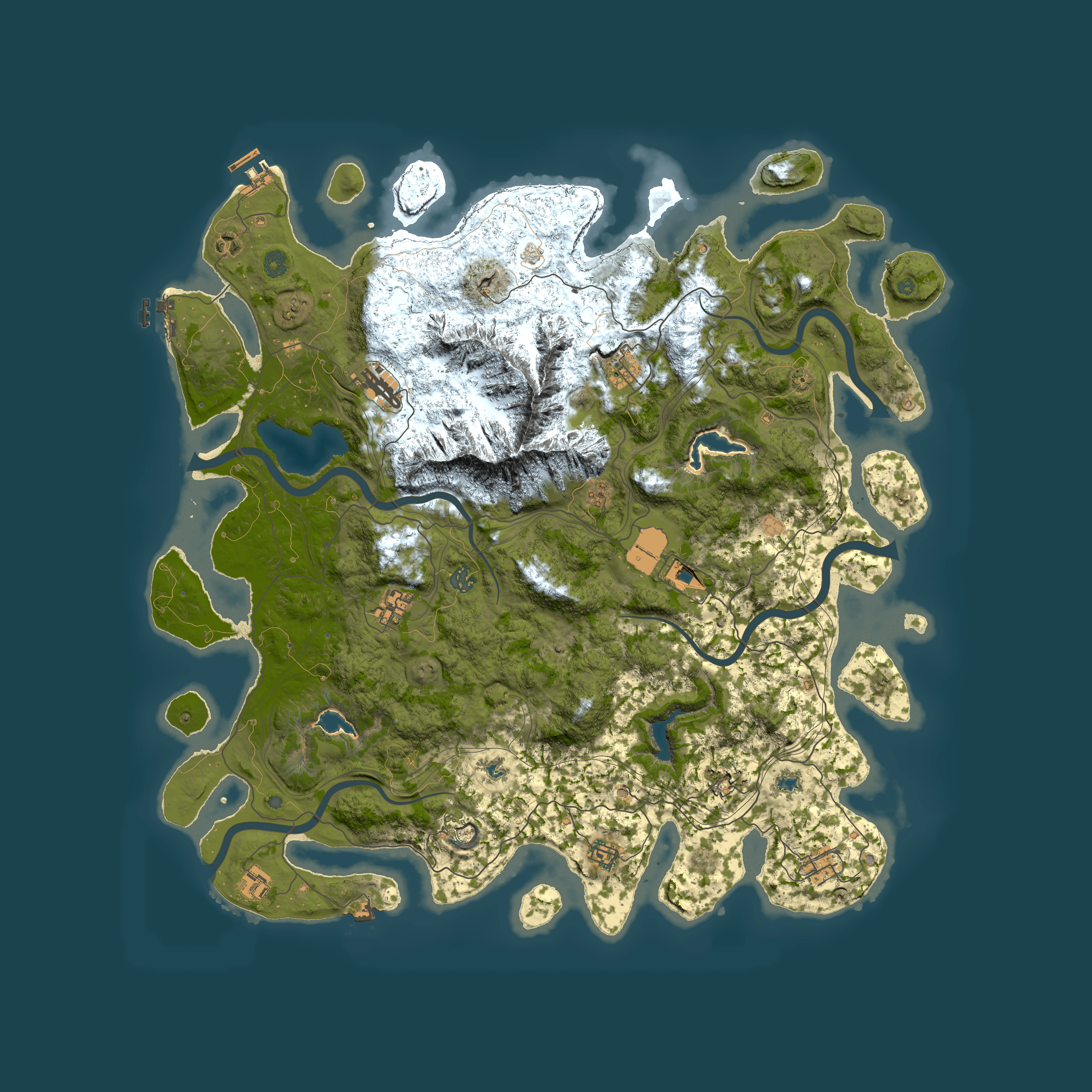 Full top-down render of Rust map seed 1399800420, 5000x5000m