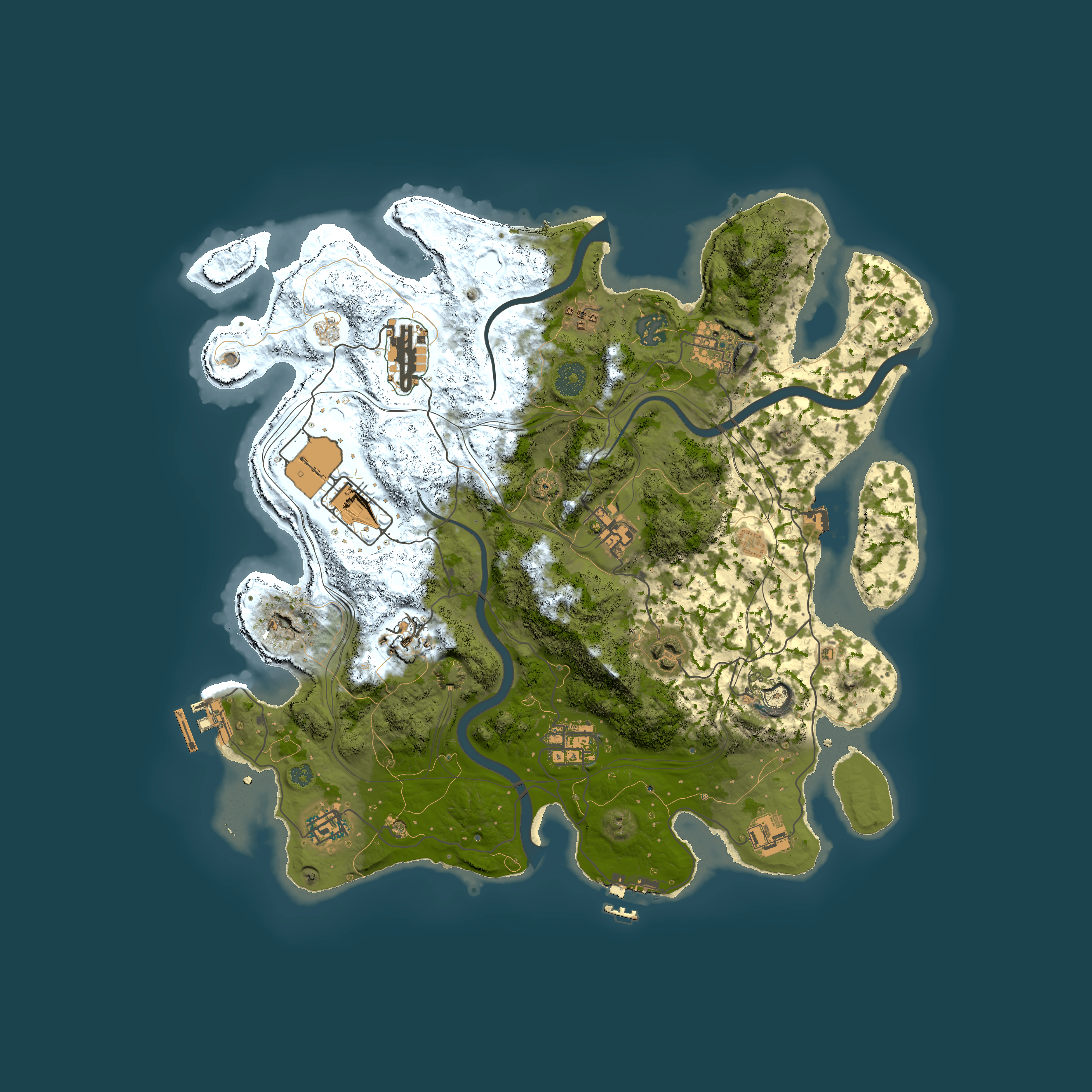 Full top-down render of Rust map seed 1337, 3800x3800m