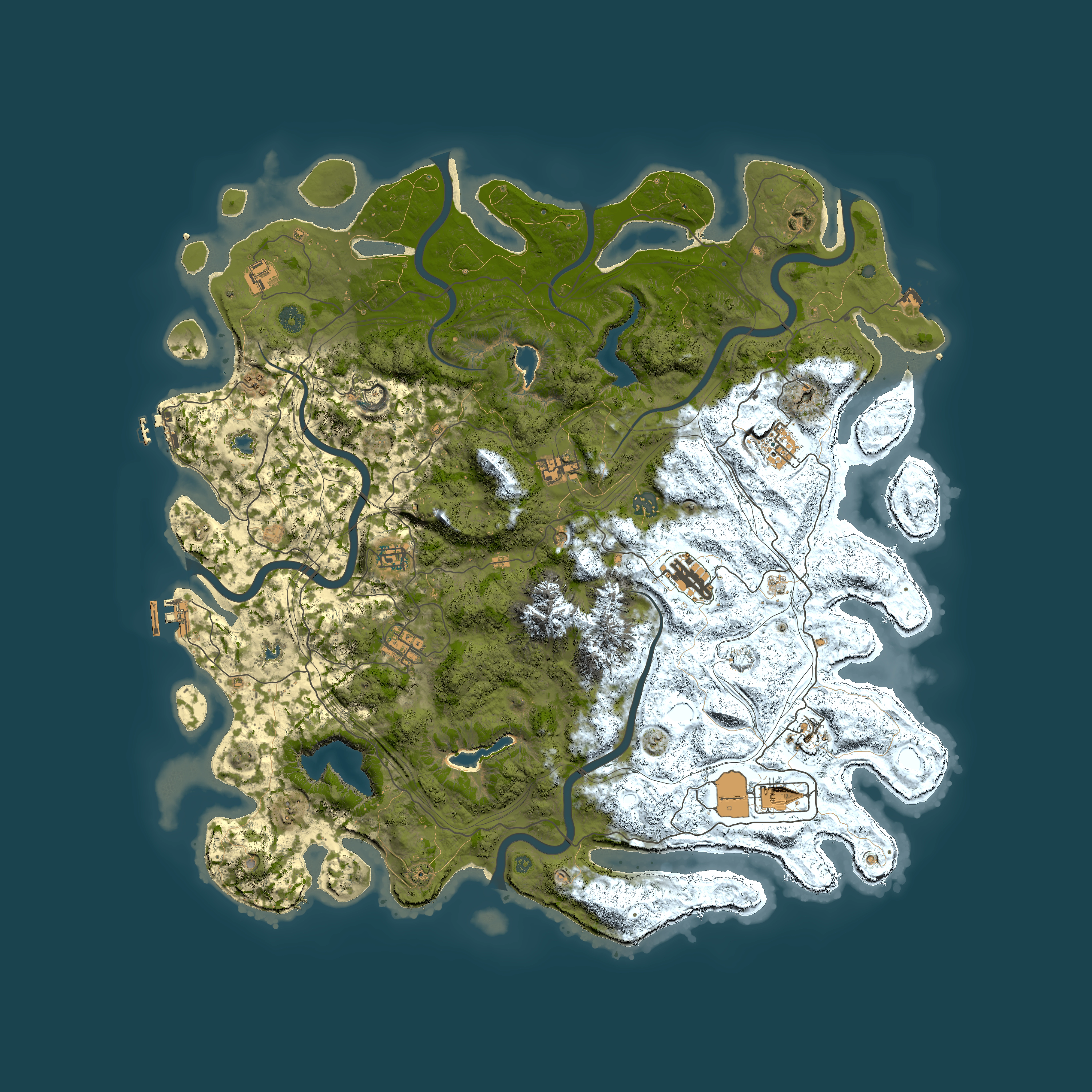 Full top-down render of Rust map seed 367303091, 5000x5000m