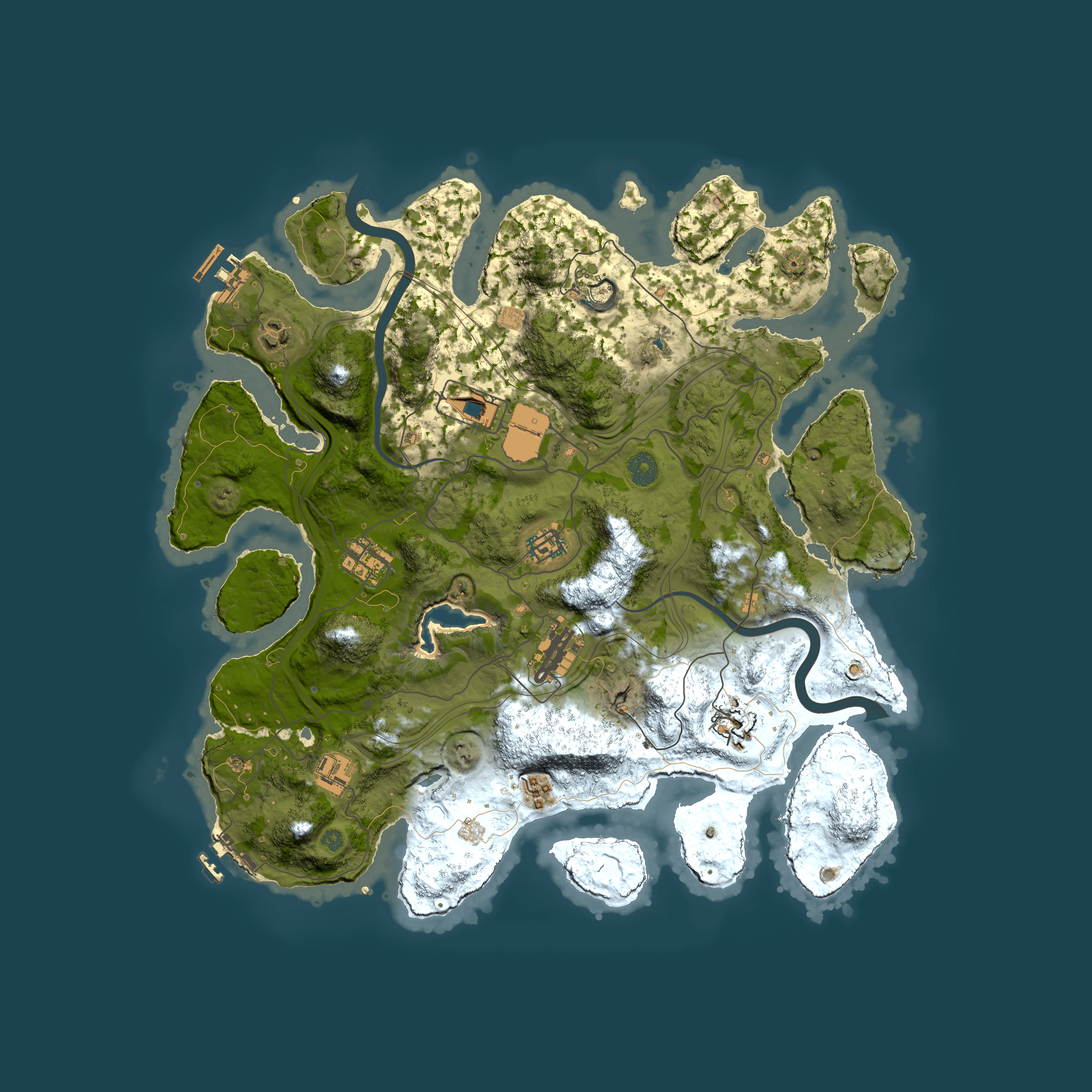 Full top-down render of Rust map seed 1337, 4000x4000m