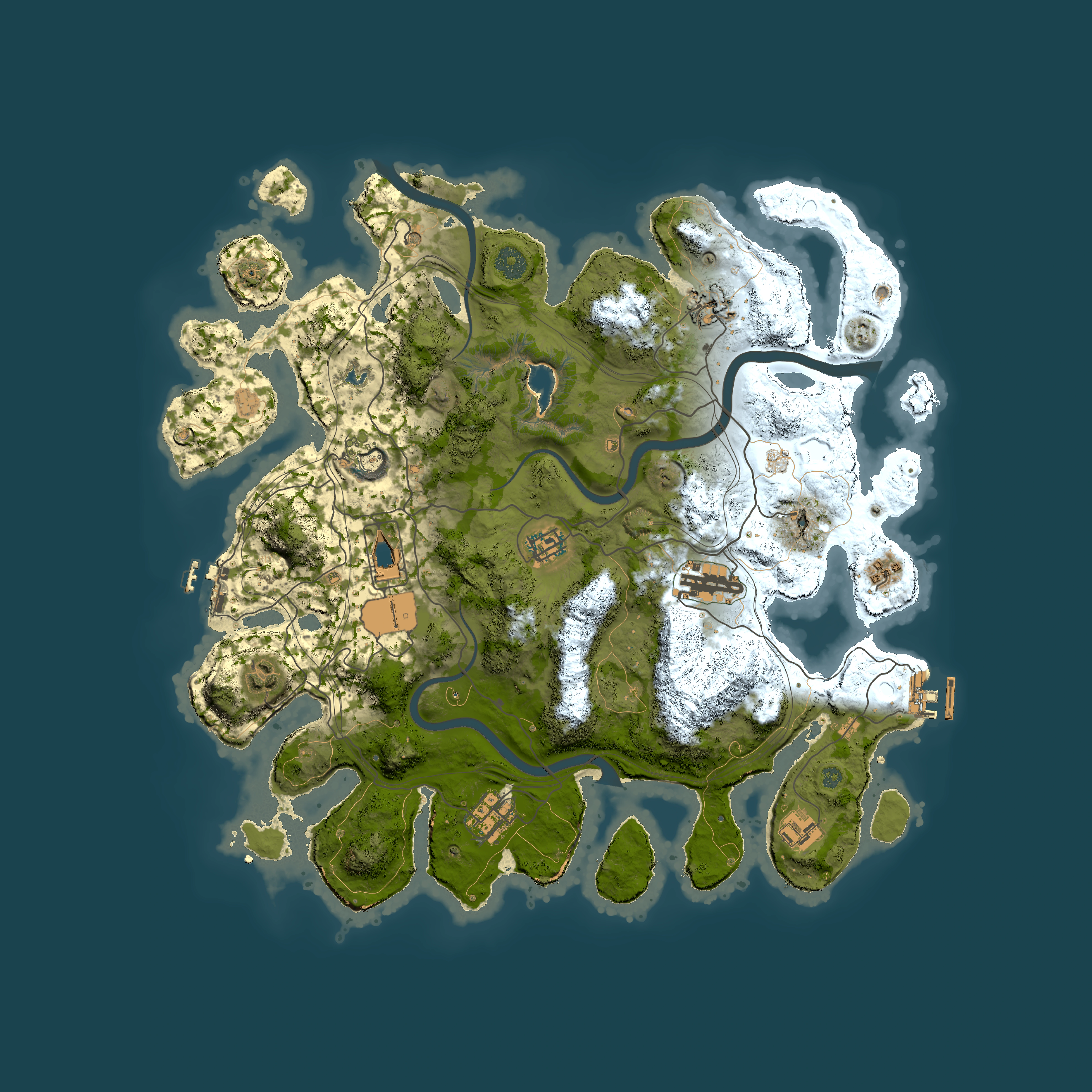 Full top-down render of Rust map seed 1337, 4000x4000m