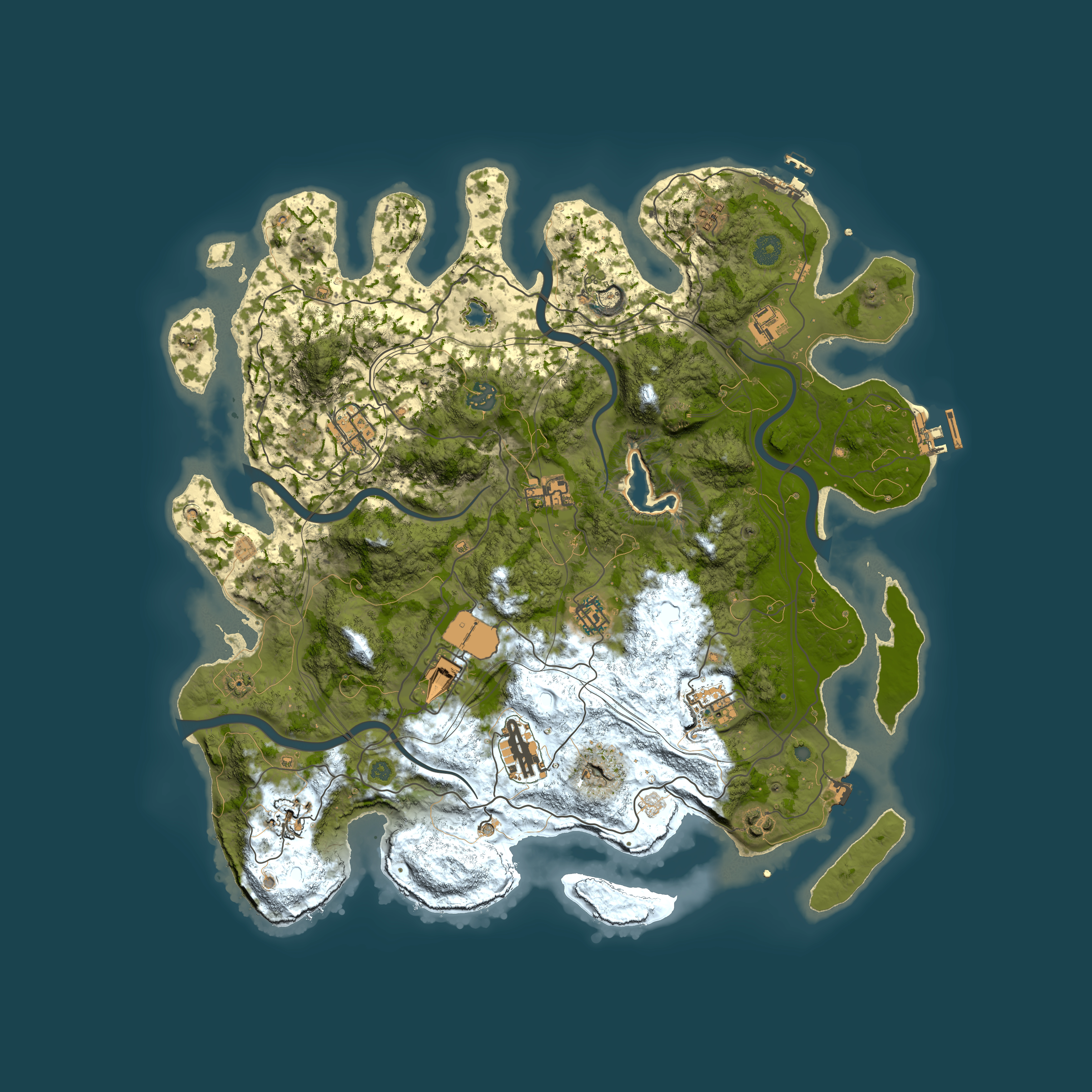 Full top-down render of Rust map seed 0, 4250x4250m