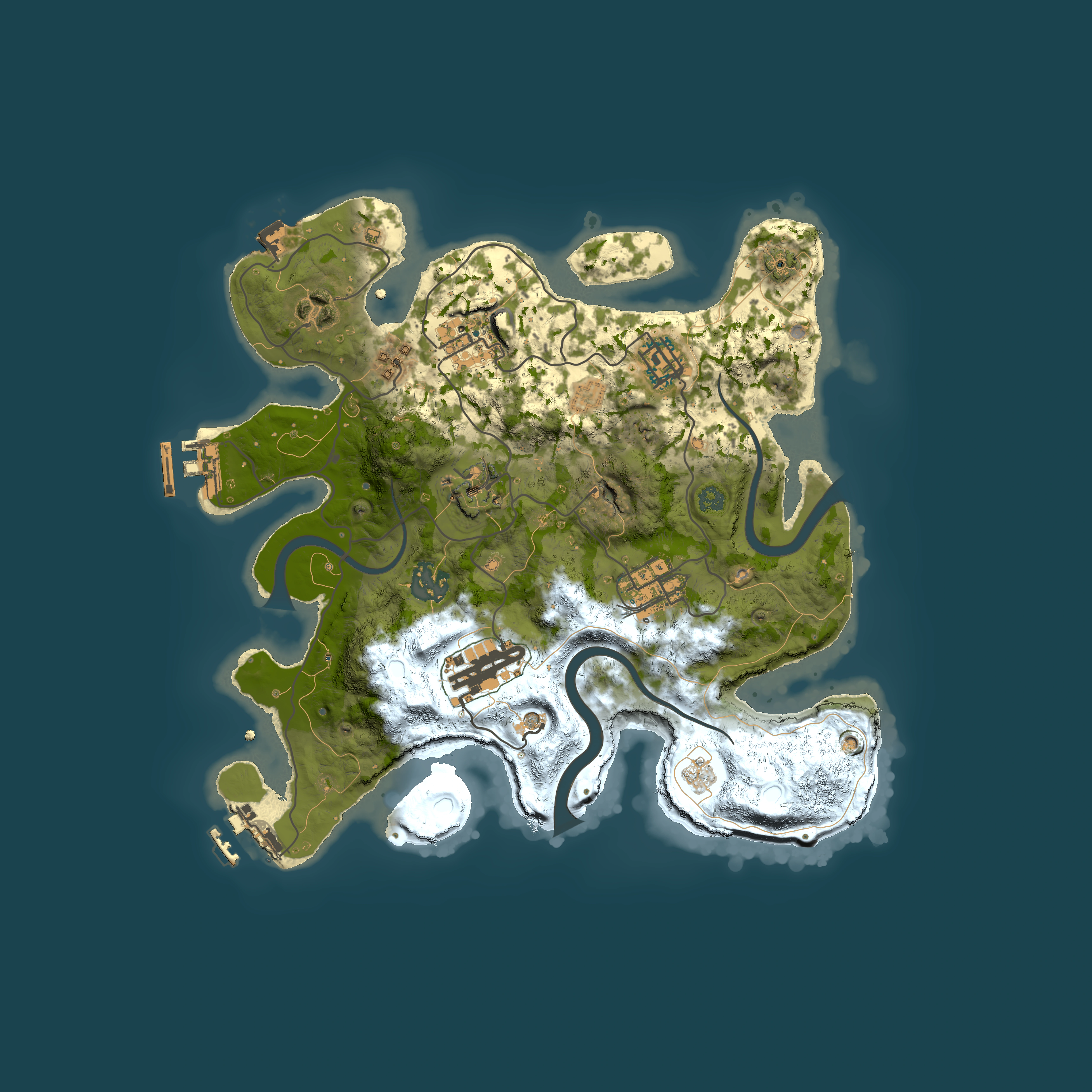 Full top-down render of Rust map seed 1623826177, 3000x3000m