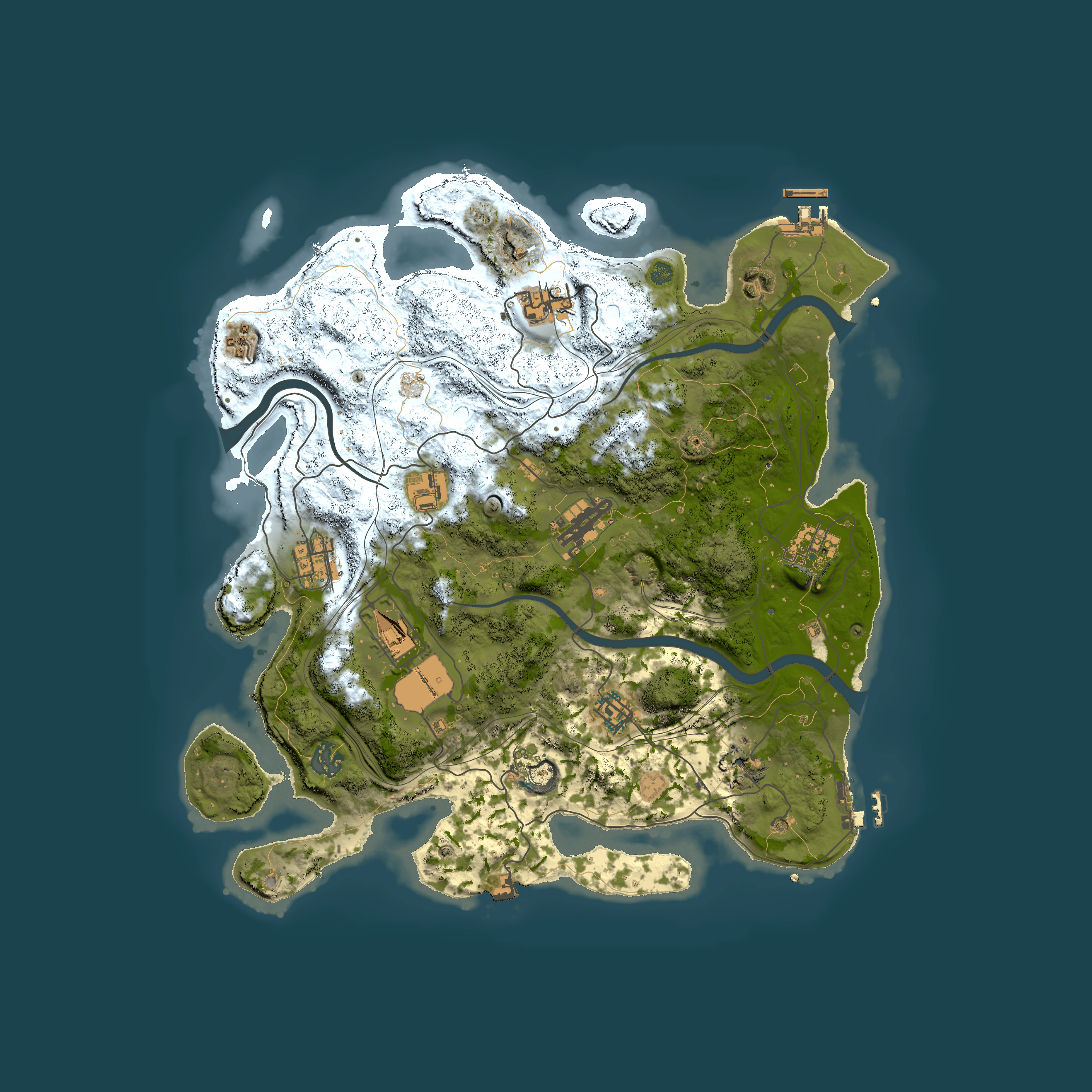 Full top-down render of Rust map seed 1337, 3800x3800m