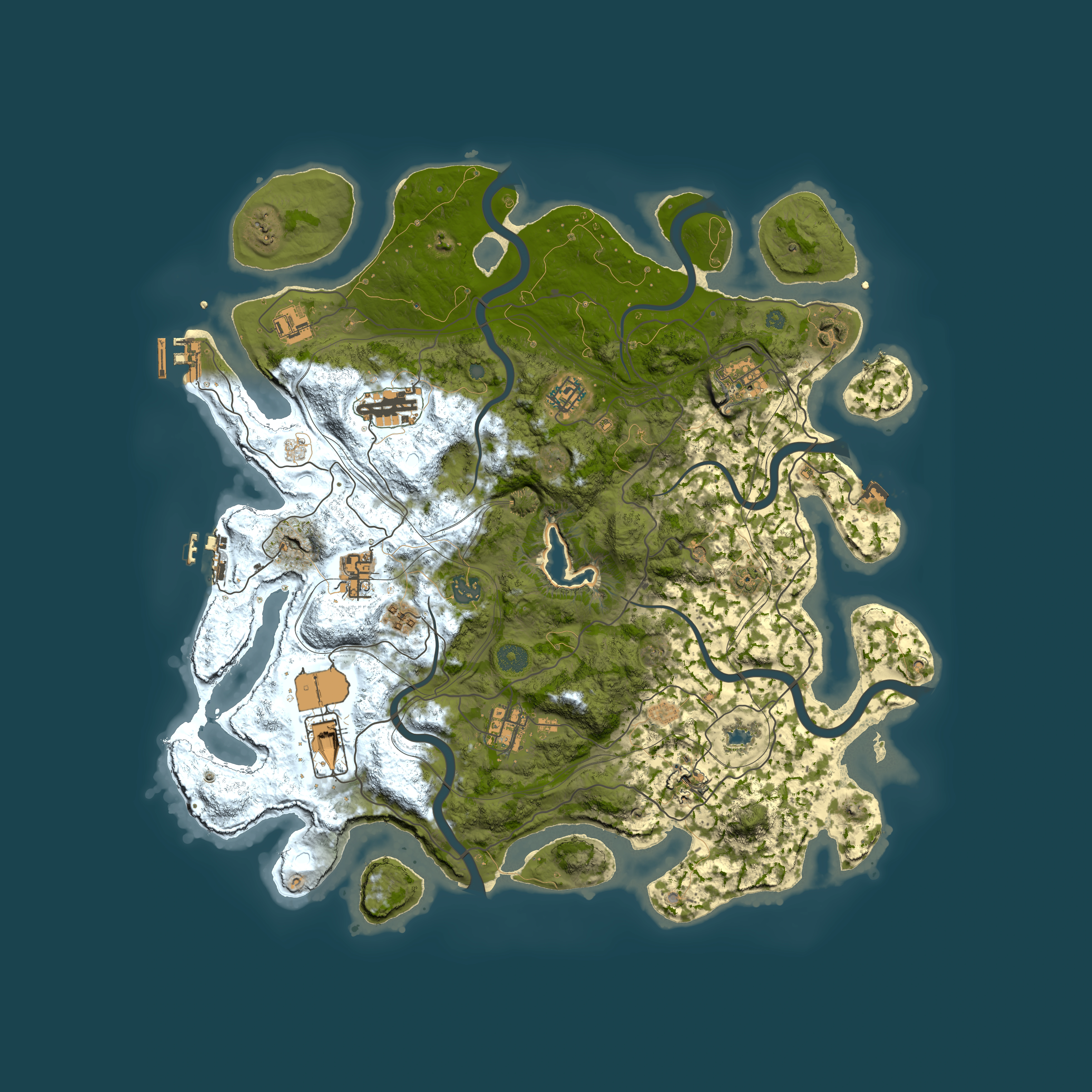 Full top-down render of Rust map seed 0, 4250x4250m